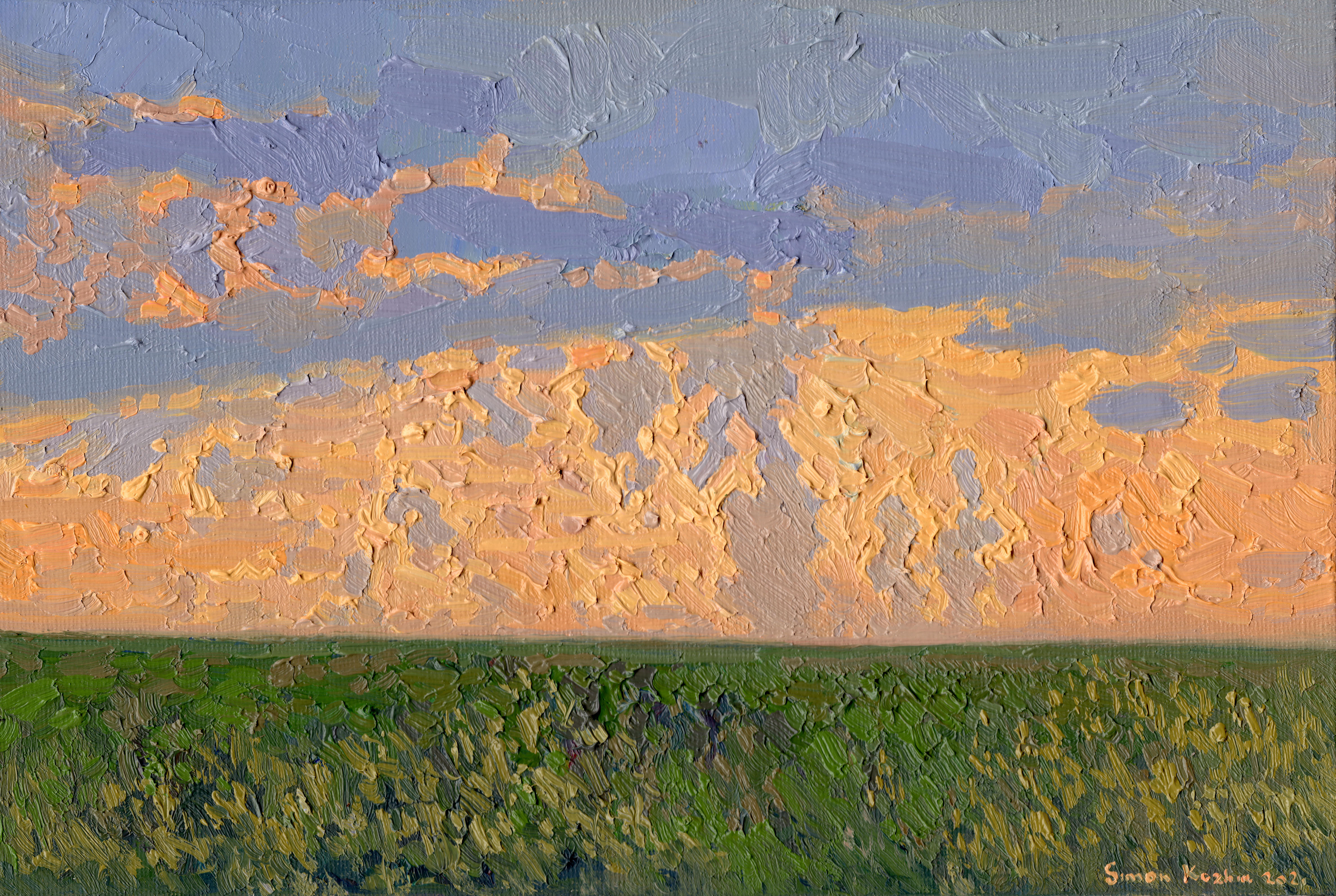 Simon Kozhin Landscape Painting - Golden clouds. Chamzinka