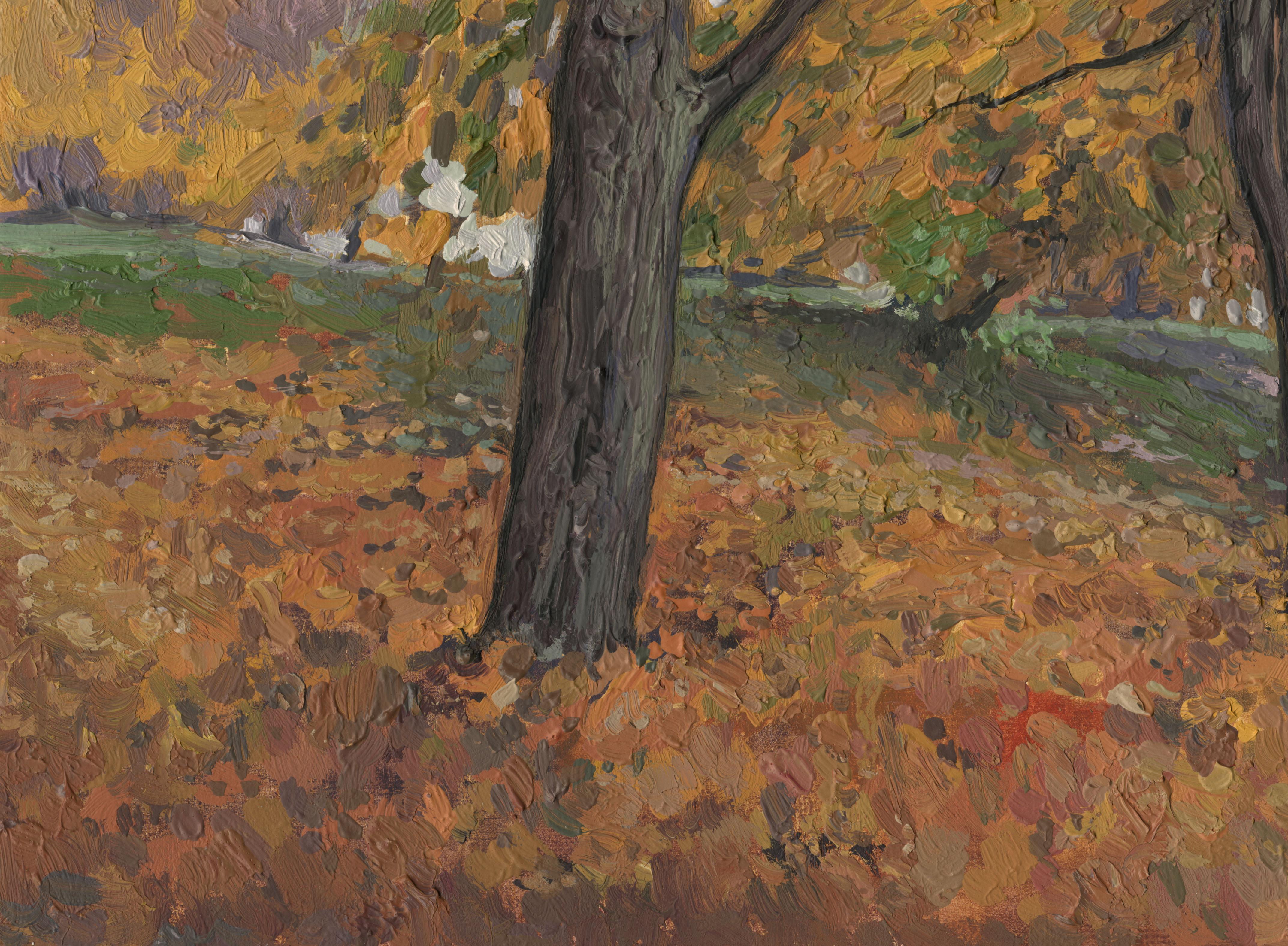 Arces dorados en Kolomenskoye - Landscape Painting Marrón de Simon Kozhin