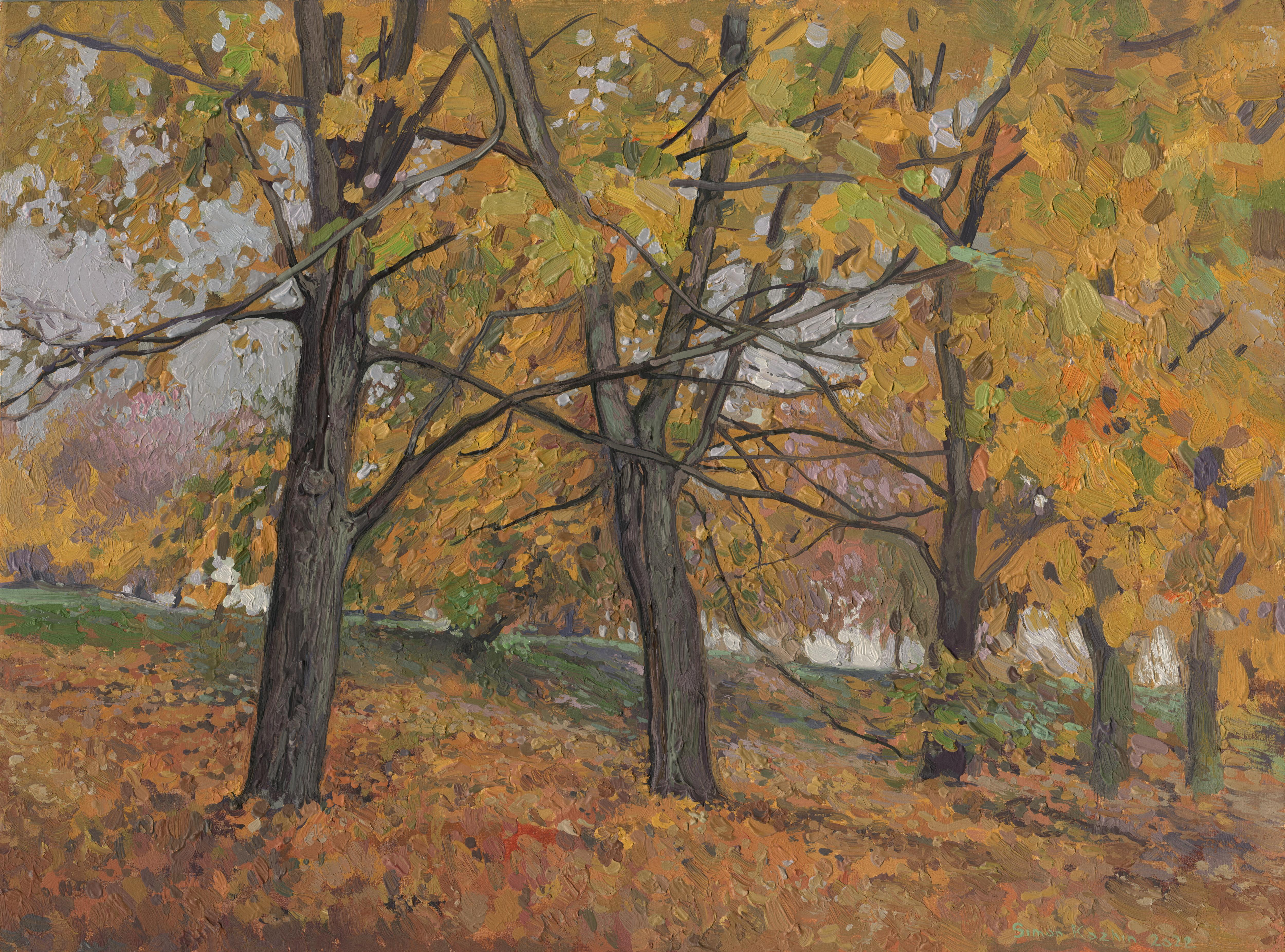 Landscape Painting de Simon Kozhin - Arces dorados en Kolomenskoye