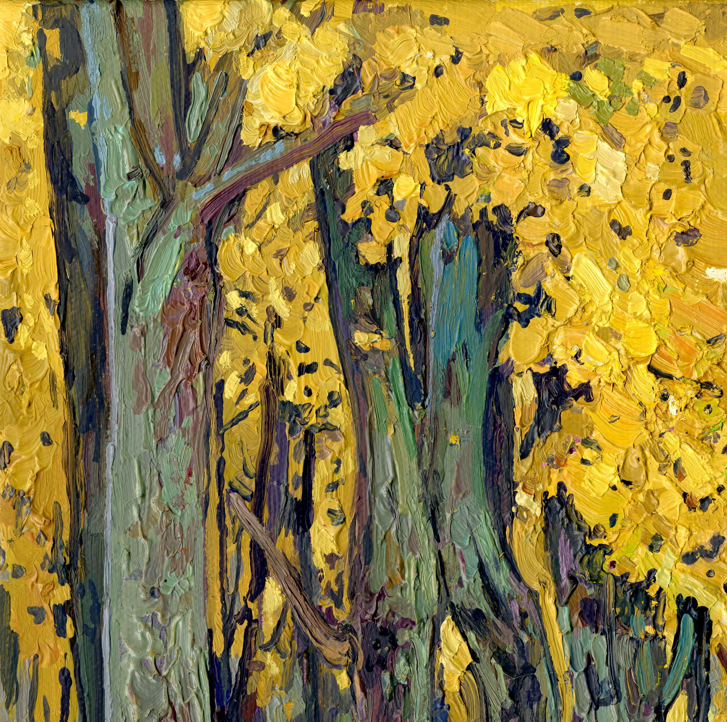 Golden maples in the park - Painting by Simon Kozhin