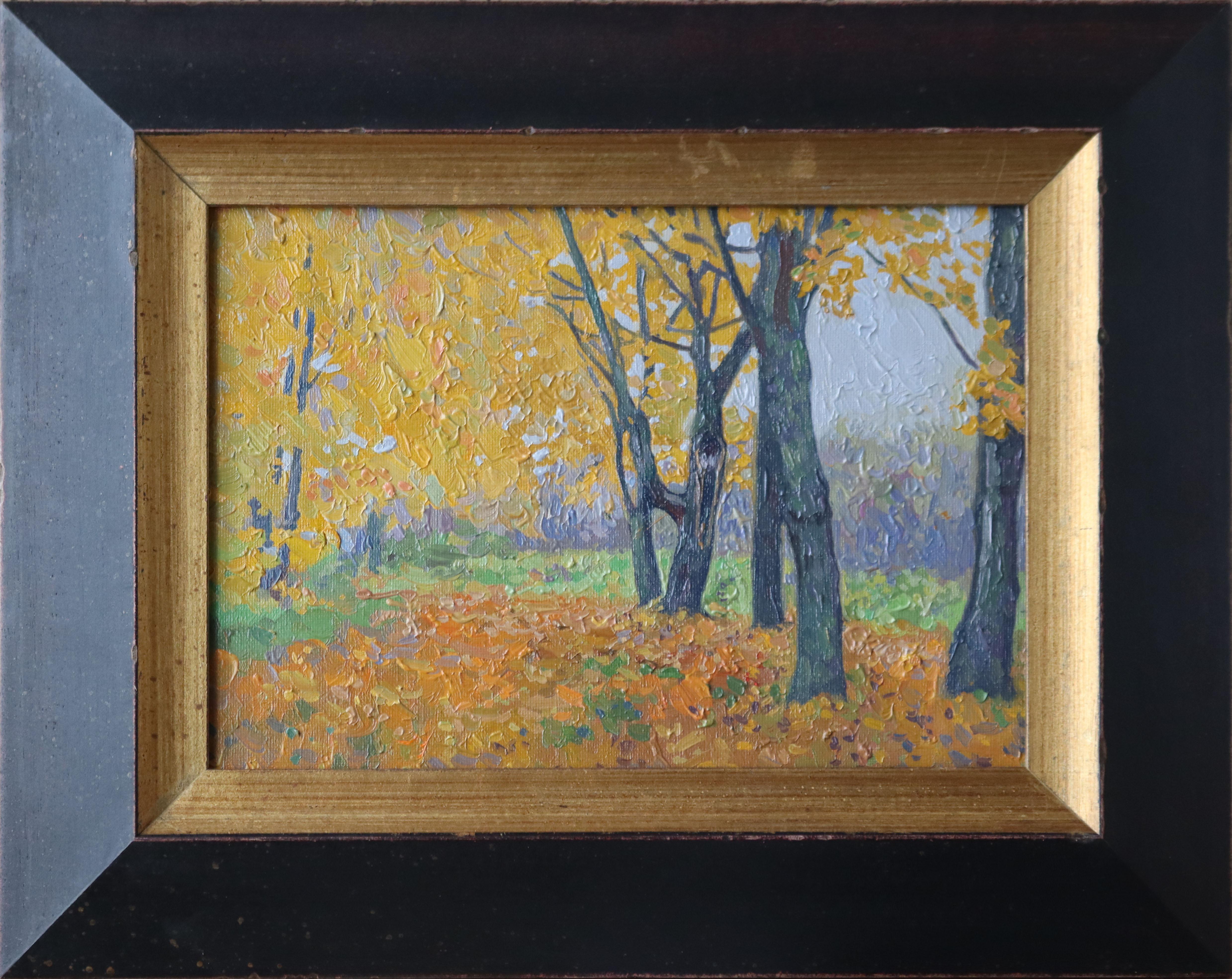 Golden maples in Tsaritsino - Painting by Simon Kozhin