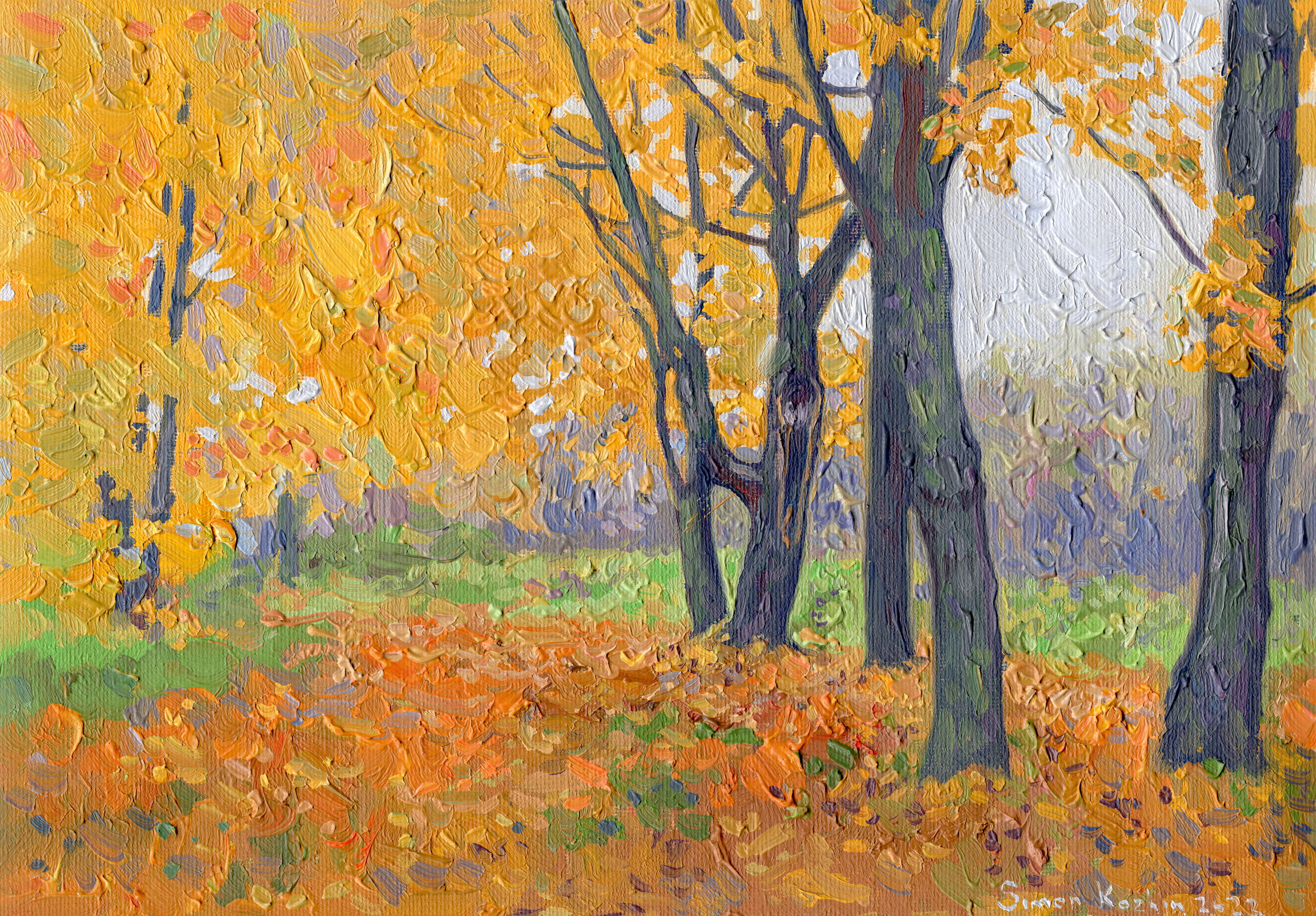 Simon Kozhin Landscape Painting - Golden maples in Tsaritsino