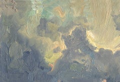 Golden sunset, Impressionist painting, 2001, Oil on board, 20 x 30 cm, Framed