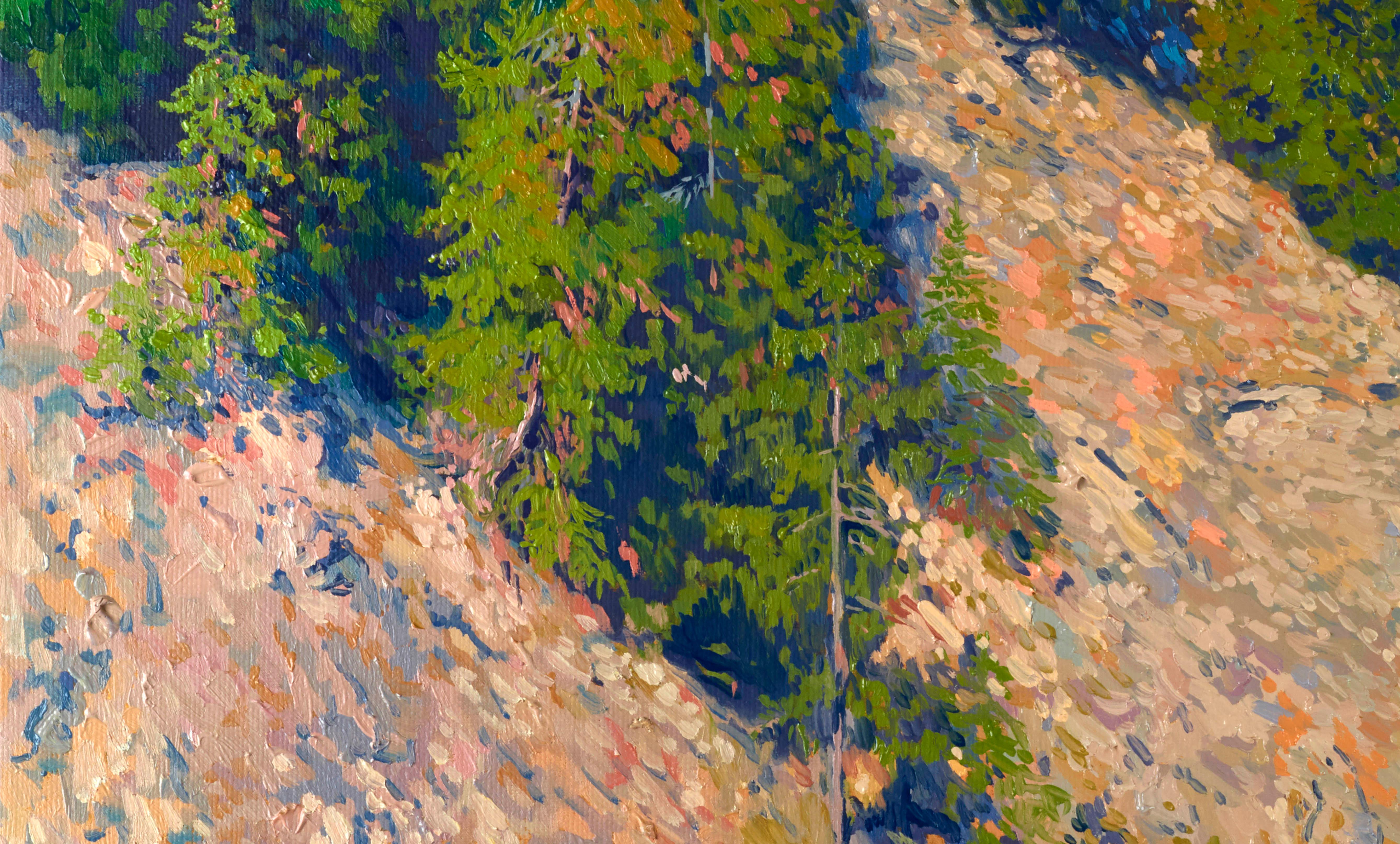 Coucher de soleil doré. La rivière Chusovaya - Impressionnisme Painting par Simon Kozhin
