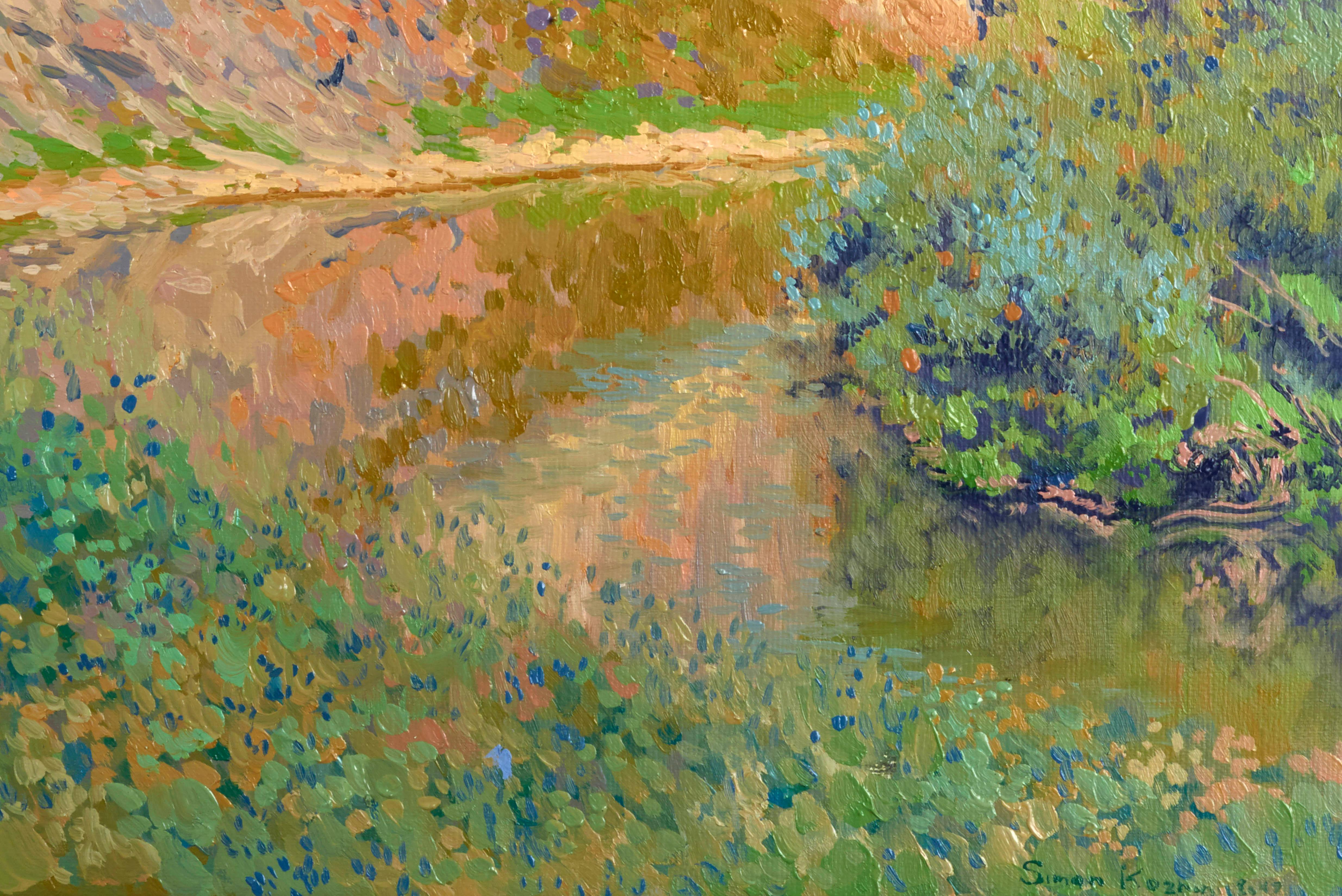 Coucher de soleil doré. La rivière Chusovaya en vente 2