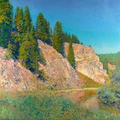 Puesta de sol dorada. El río Chusovaya