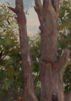 Grandma's Yard Painting, Life Study, Oil on Cardboard, 1995, Signed