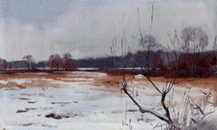 Journée grise au parc Izmailovsky - Peinture de paysage au pastel, 14 x 23 cm