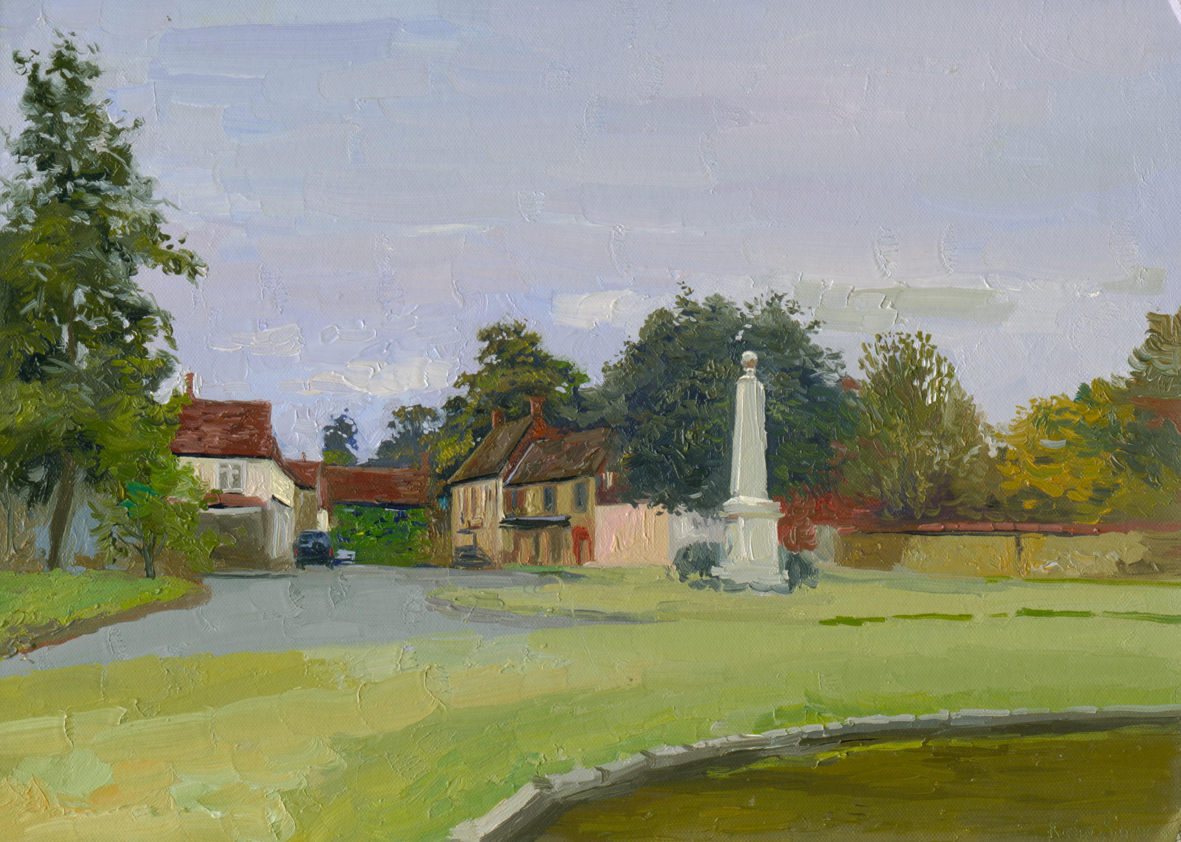 Simon Kozhin Landscape Painting - Haddenham. Buckinghamshire. Aston Road