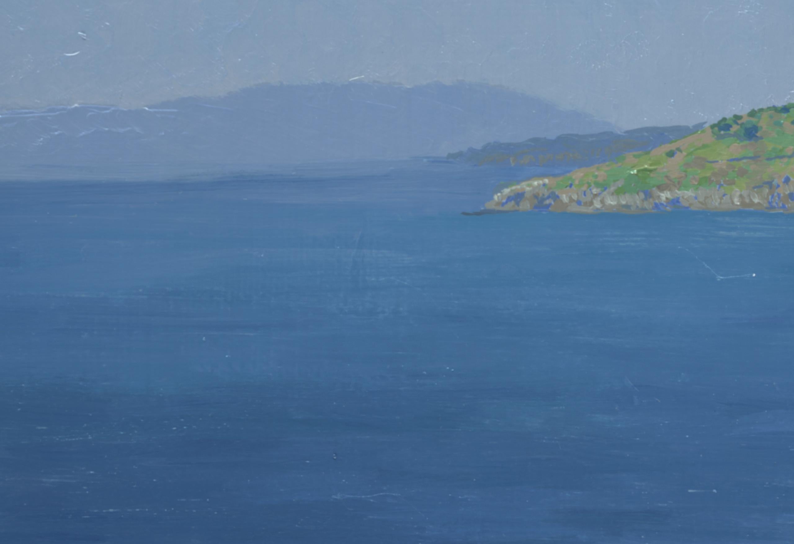 In this piece, I poured my heart into capturing the serene vastness of the sea meeting the land. Using oil, I blended impressionism and realism to evoke peaceful contemplation and the gentle embrace of nature’s beauty. This painting invites calm