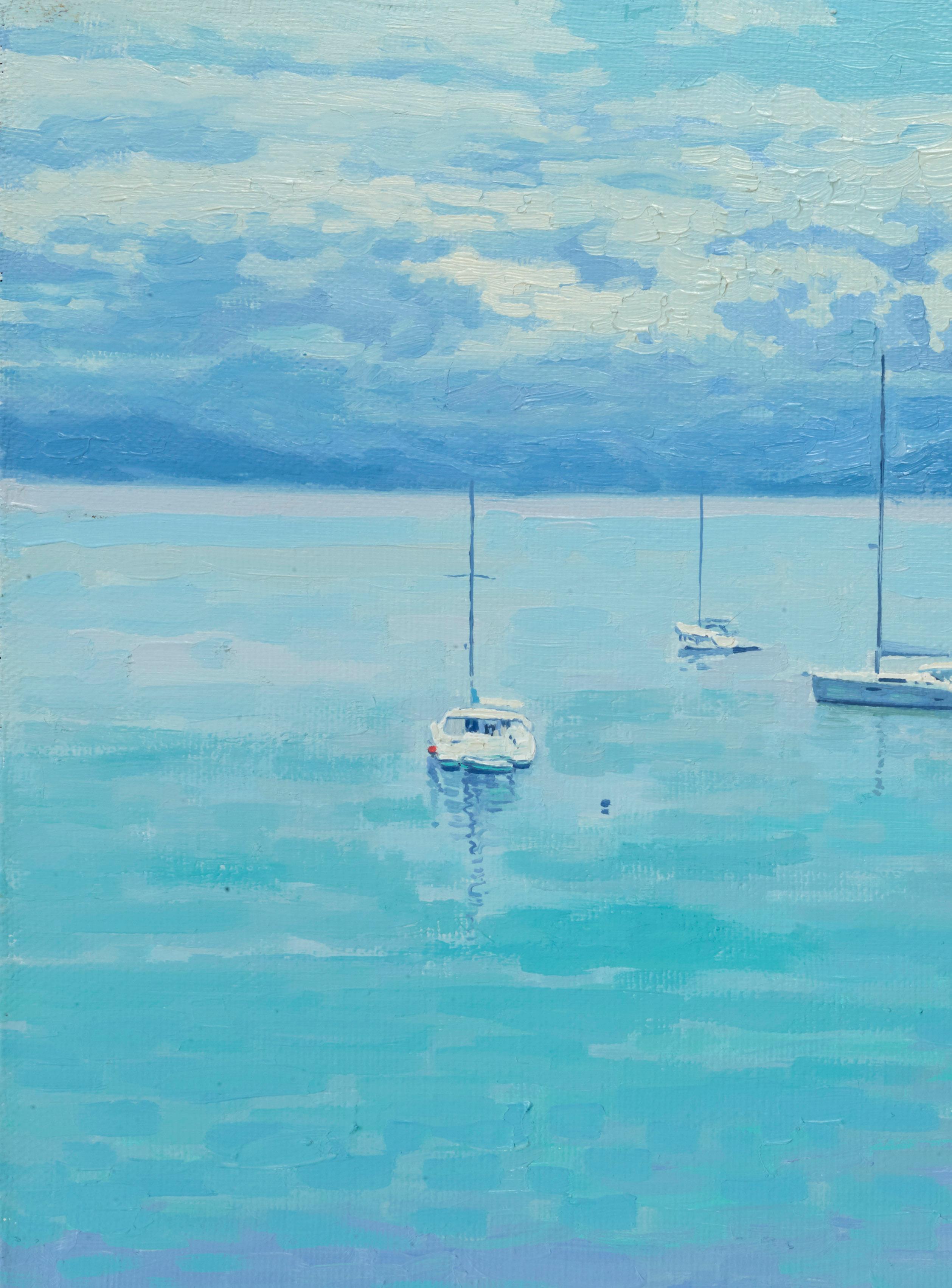 Harbor in Kerkyra - Painting by Simon Kozhin