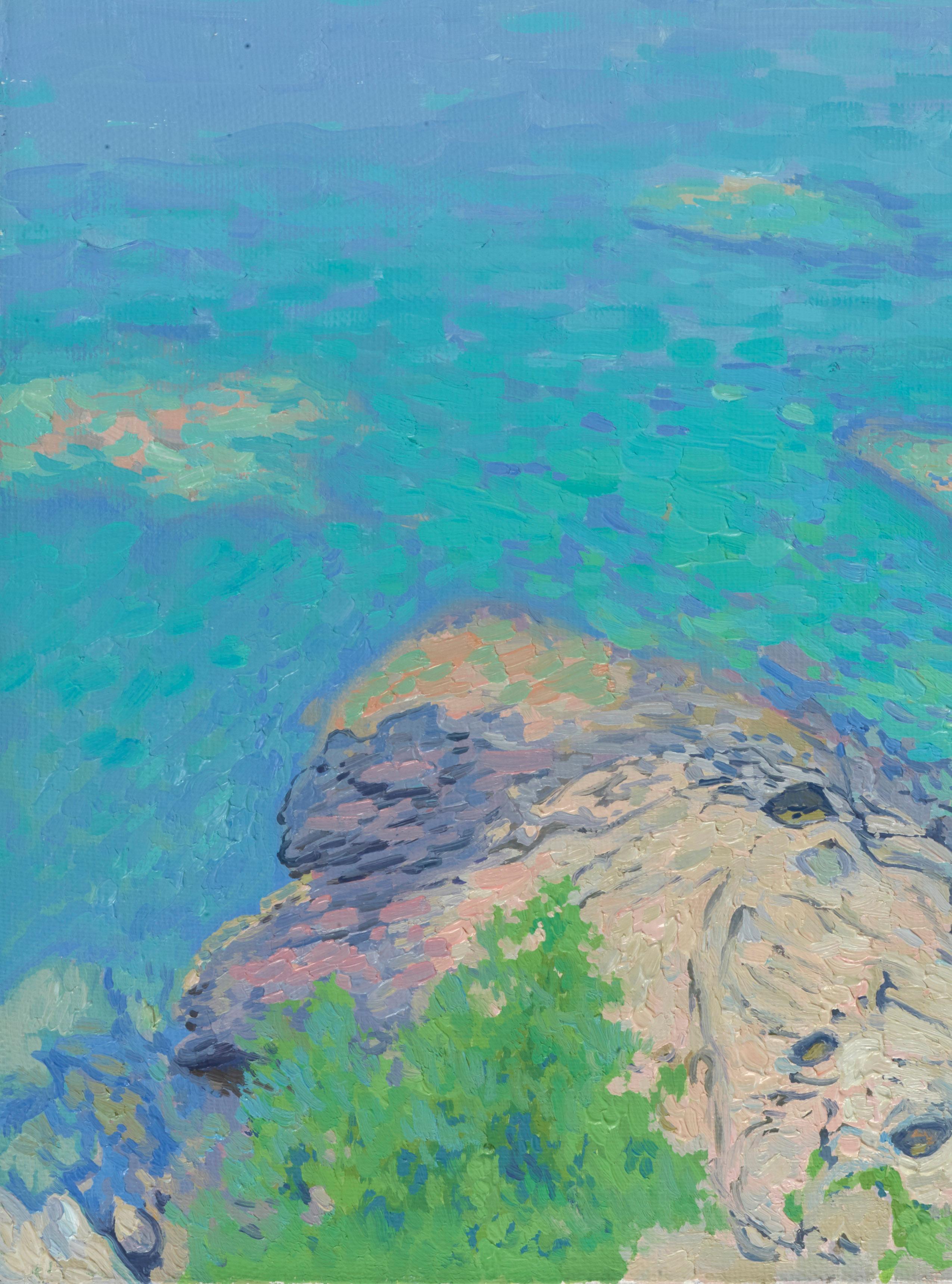Puerto de Kerkyra - Landscape Painting Azul de Simon Kozhin
