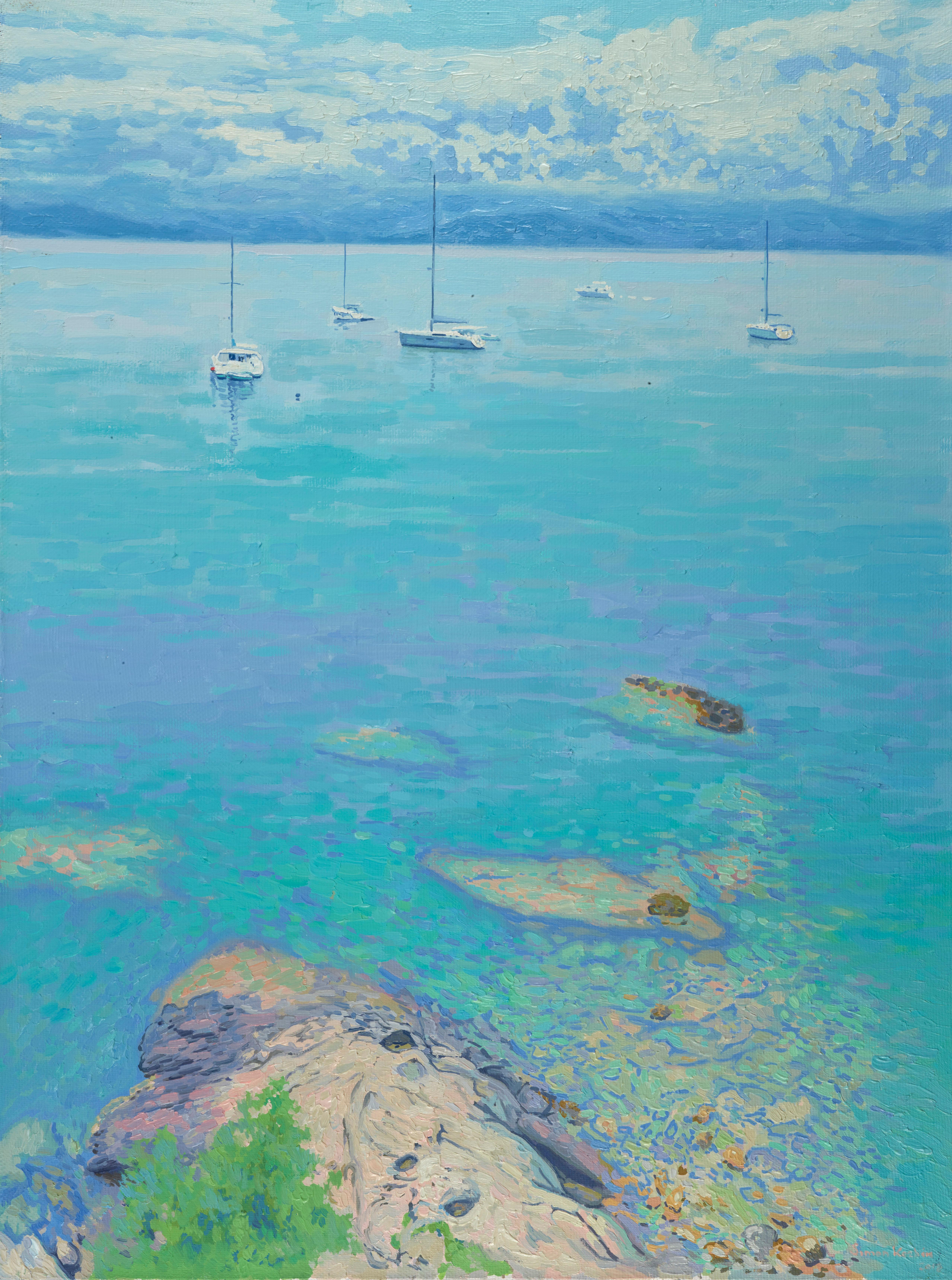 Simon Kozhin Landscape Painting - Harbor in Kerkyra