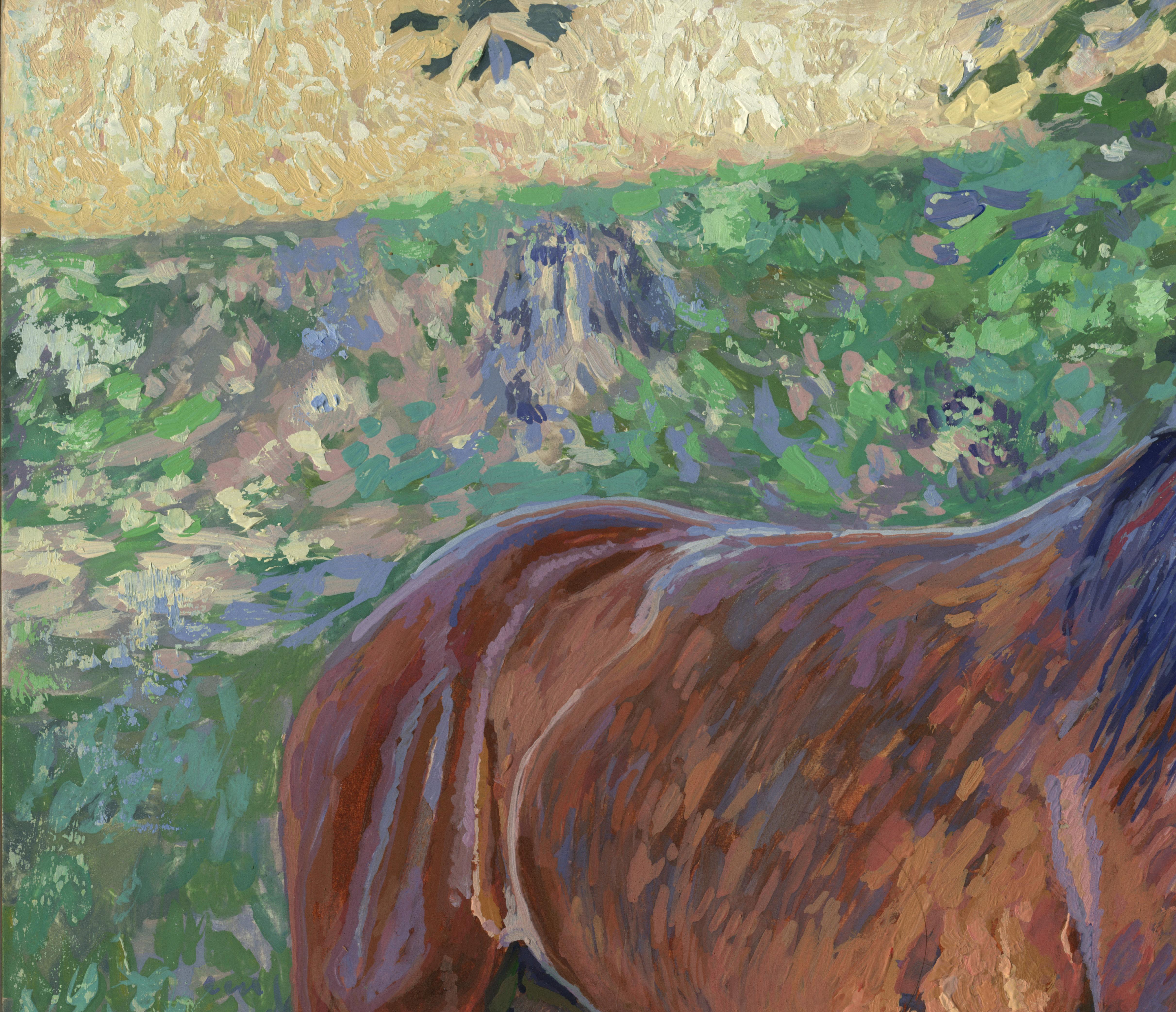 Horse in the shade of trees - Painting by Simon Kozhin