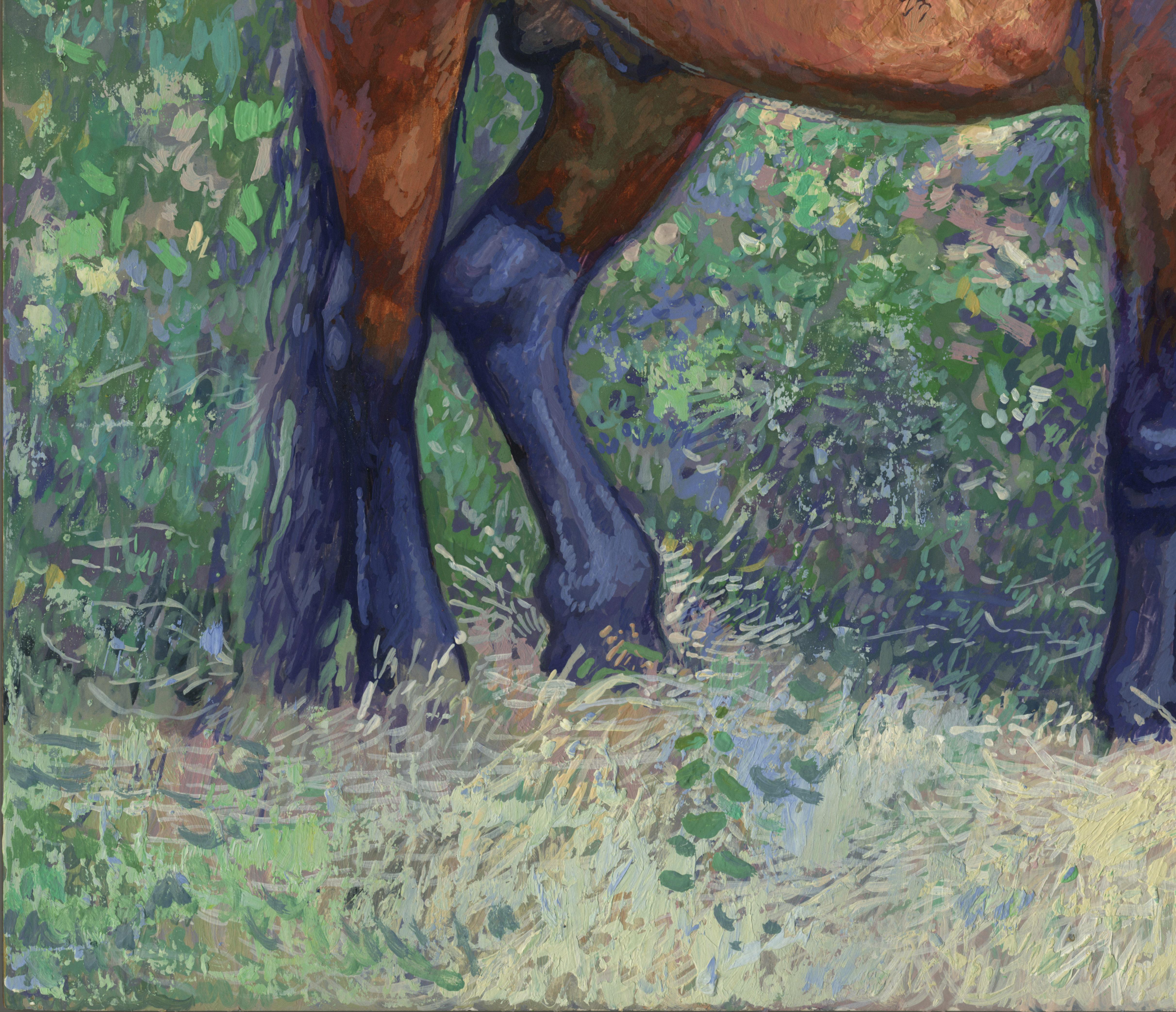 Horse in the shade of trees - Impressionist Painting by Simon Kozhin