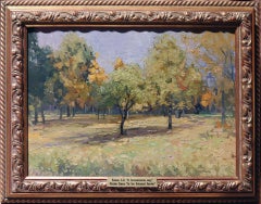 In the botanical garden, Oil Landscape painting, Plein Air Artwork, Framed