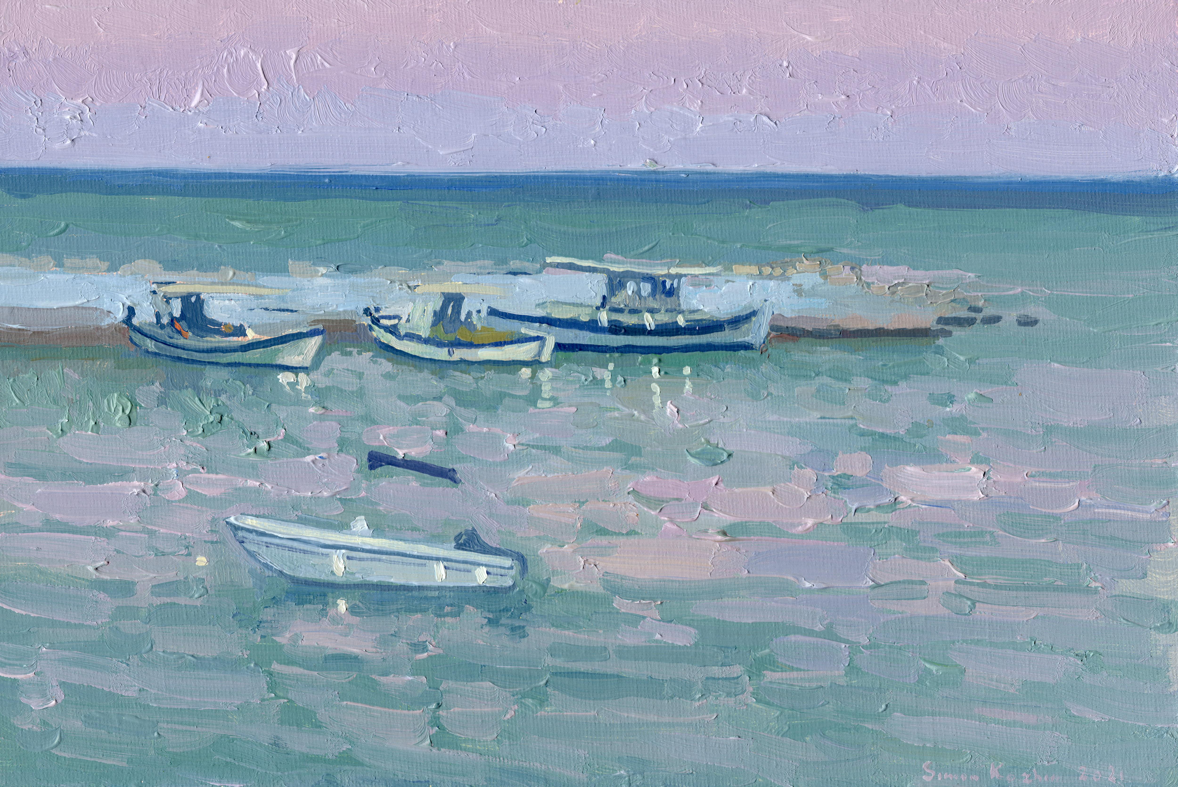 Landscape Painting Simon Kozhin - La nuit tombe sur le port de Bali