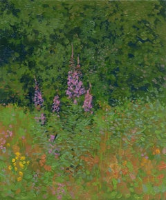 Ivan tea, Field-Flower Original Impressionist Oil Painting by Simon Kozhin