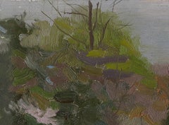 Pittura di giardino giapponese, olio su cartone, con cornice, 2002, 15x20 cm