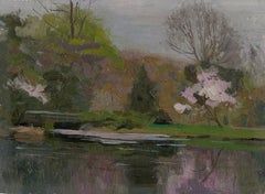 Pittura di giardino giapponese, olio su cartone, con cornice, 2002, 15x20 cm