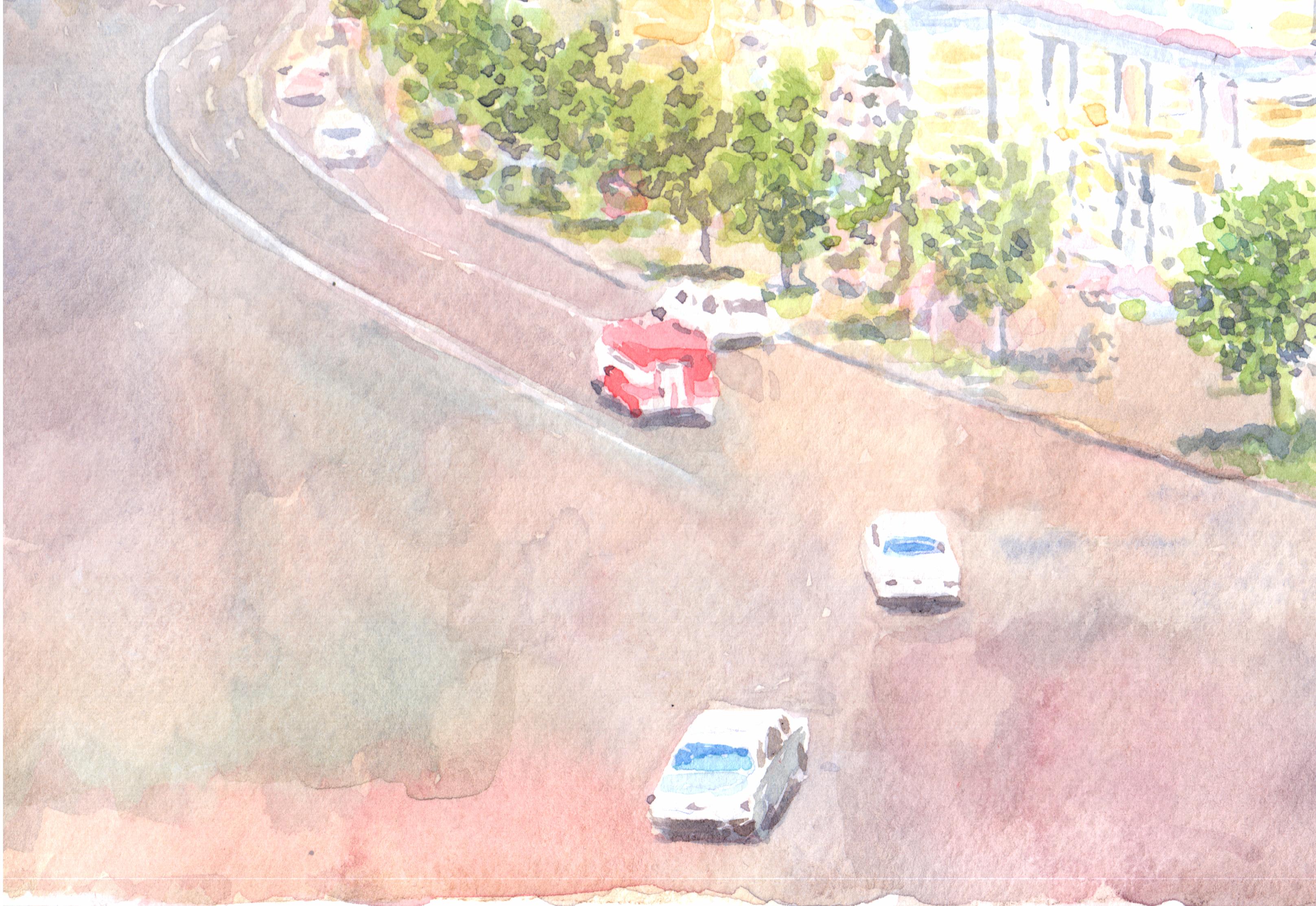 Charkiw. Noon (Grau), Landscape Painting, von Simon Kozhin