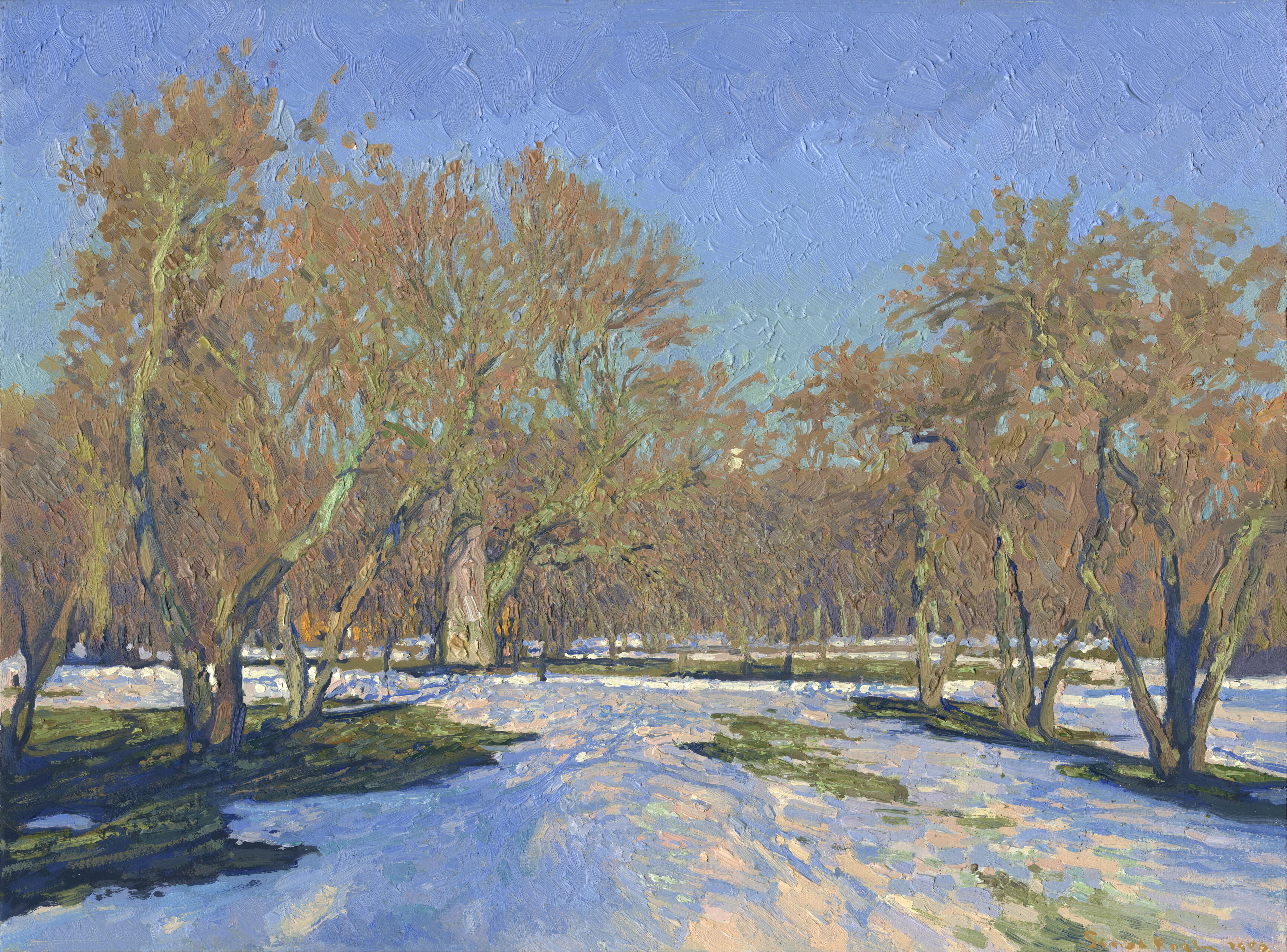 Landscape Painting de Simon Kozhin - Última nevada en Kolomenskoye. Marzo