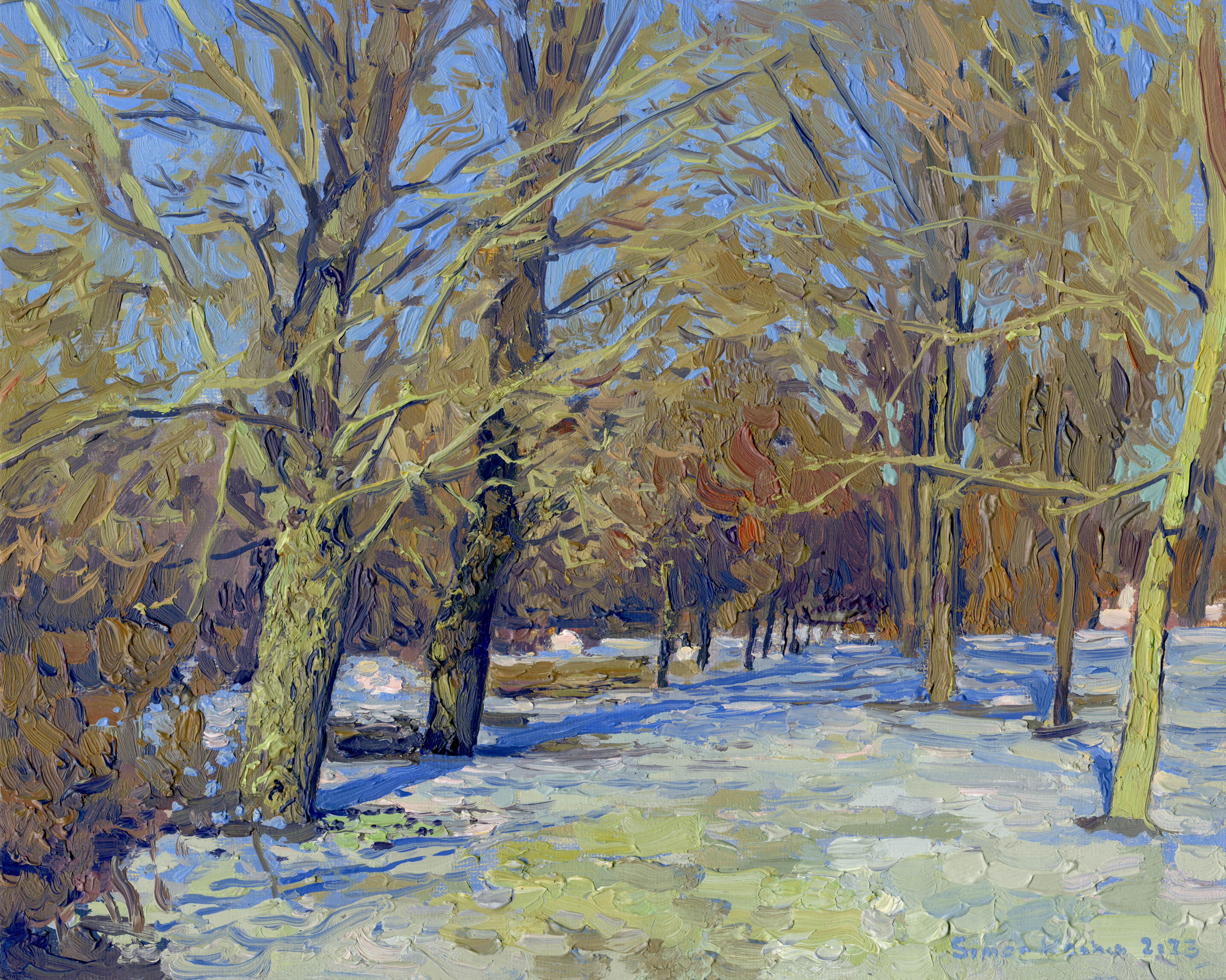 Simon Kozhin Landscape Painting – Letzter Schnee. März