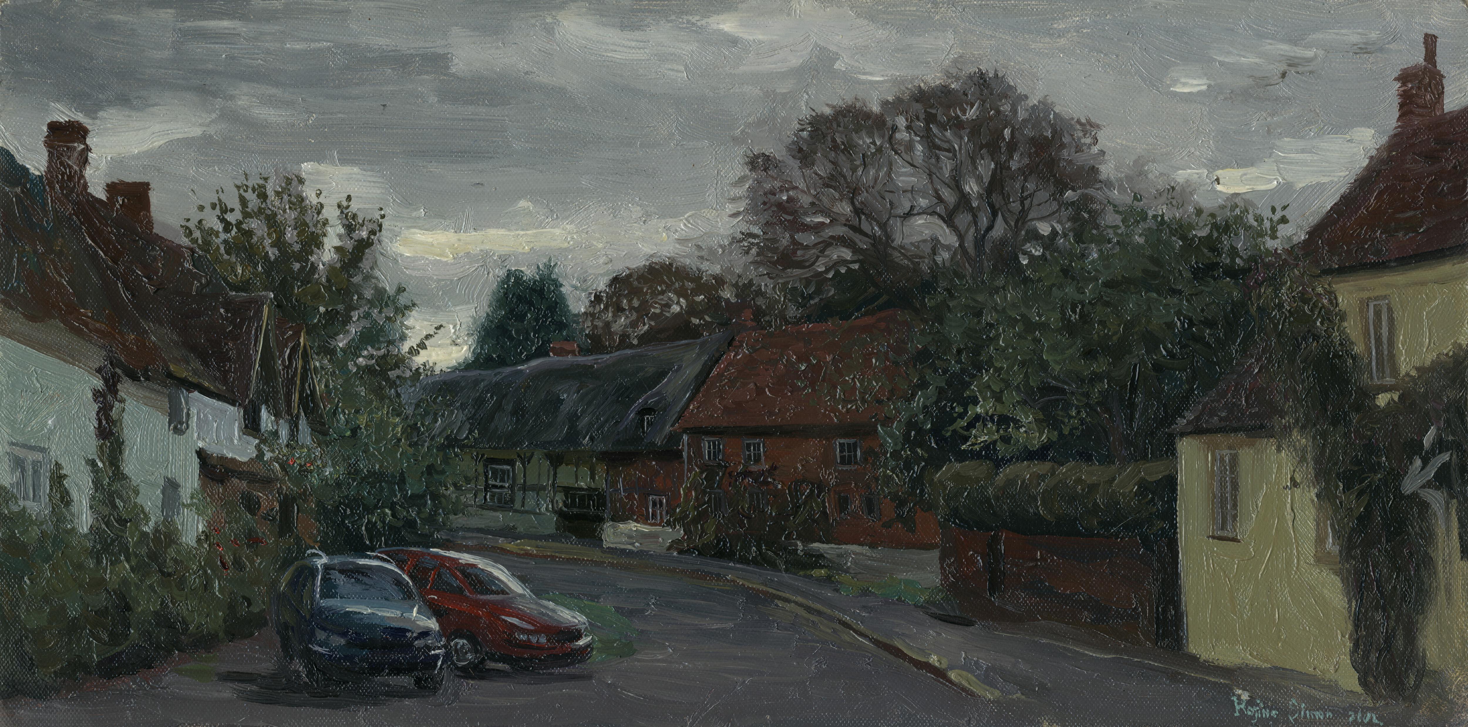 Landscape Painting de Simon Kozhin - Long Crendon. Calle Hyde