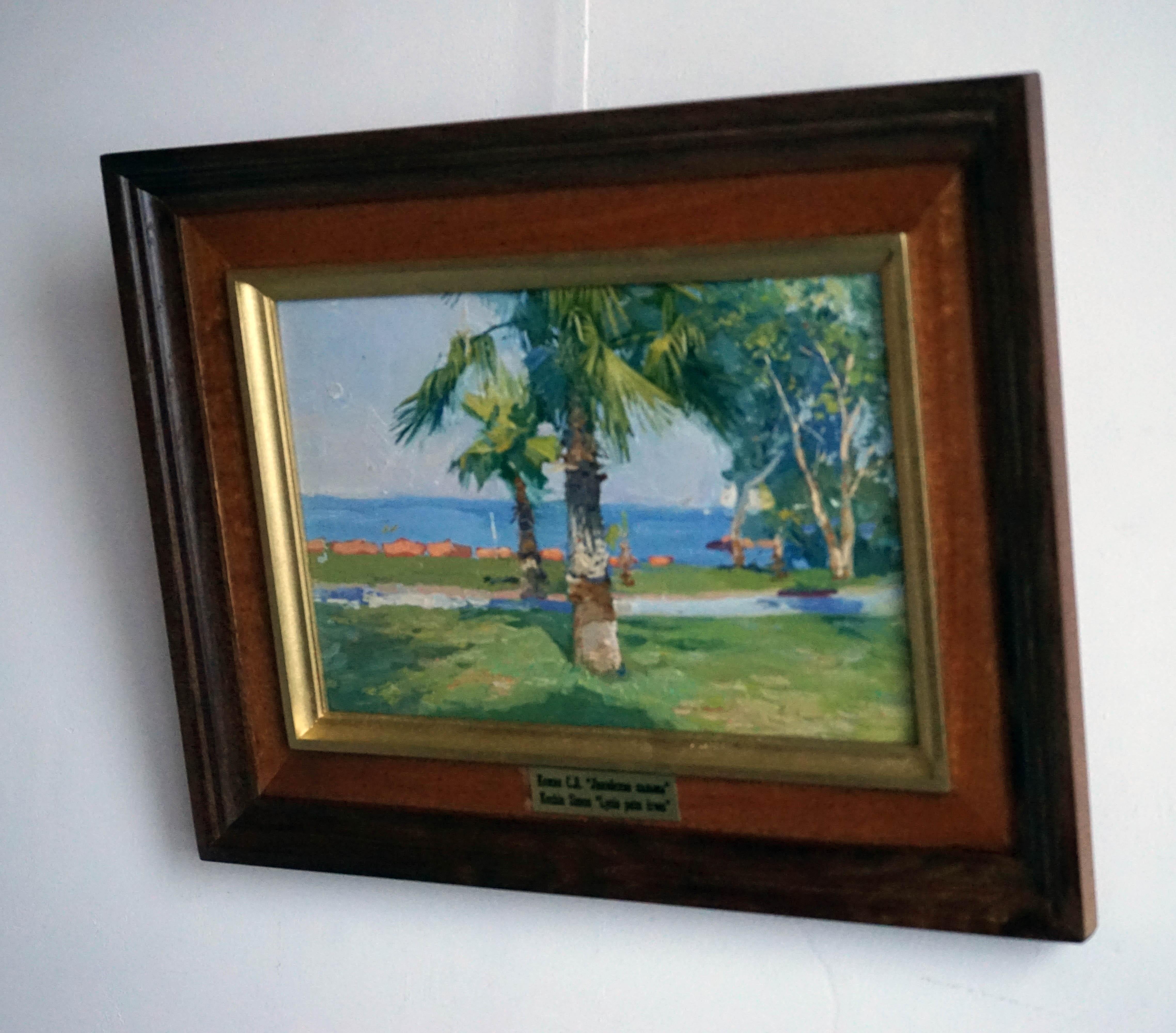 Palmeras licias - Landscape Painting Marrón de Simon Kozhin