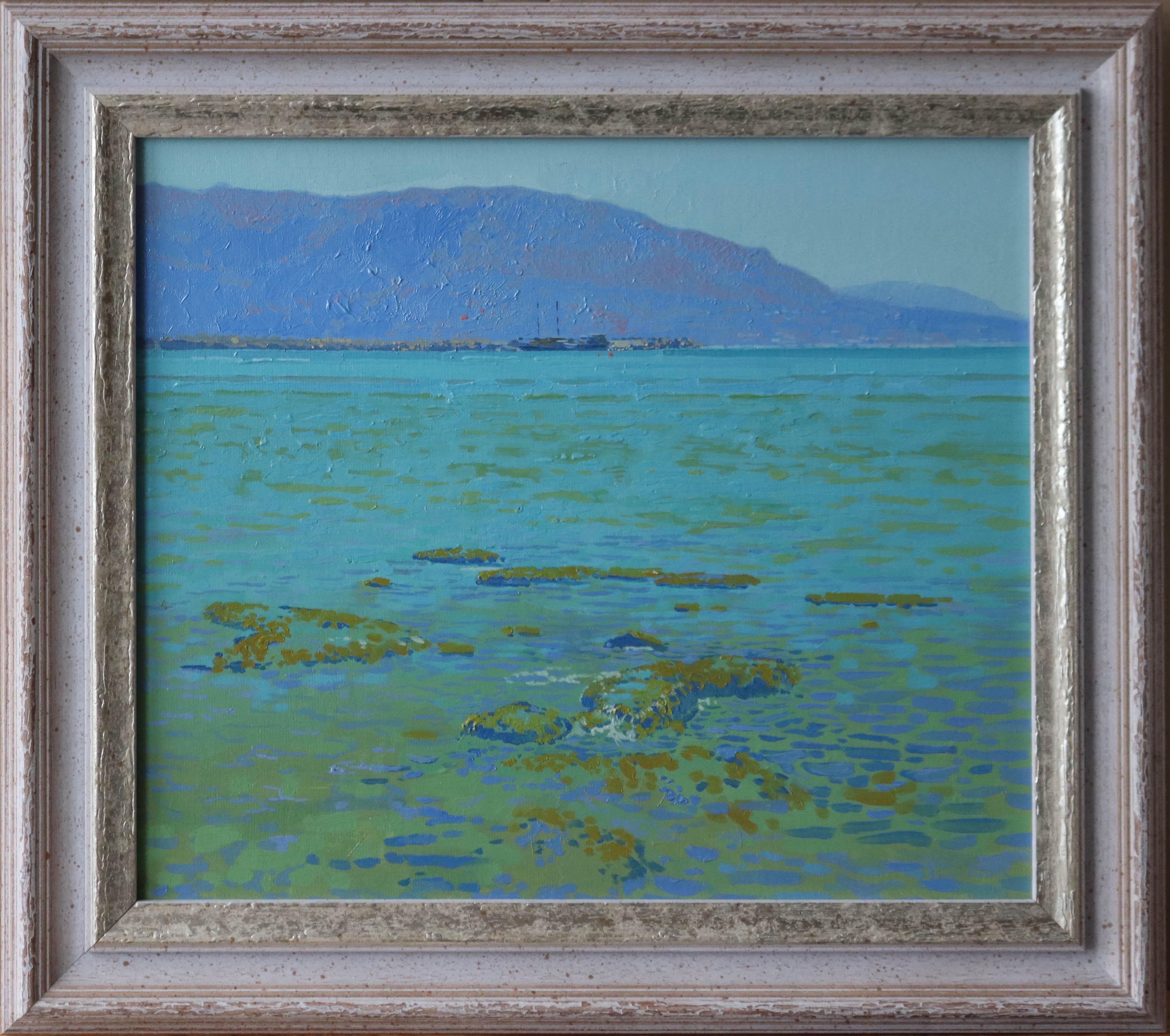 Baie de Malia à Noon - Painting de Simon Kozhin