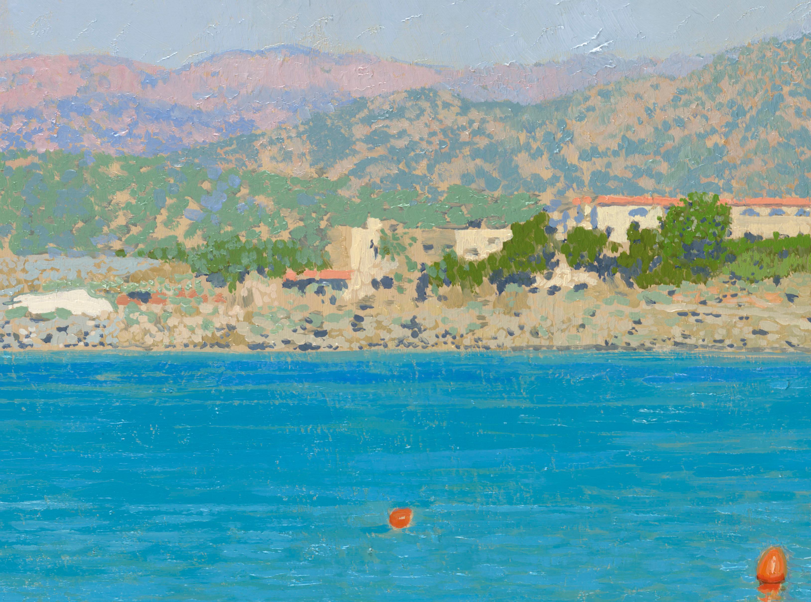 El cuadro fue pintado en el taller después de trabajar al aire libre de la vida en la isla de Creta. Barcos de pesca en el pequeño puerto del pueblo griego de Malia, el olor del pescado fresco, recién pescado, y preparándose en la taberna más