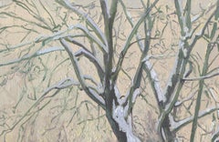 Maple Alley in January, impressionist painting, oil on canvas 28.5 x 44.4 cm