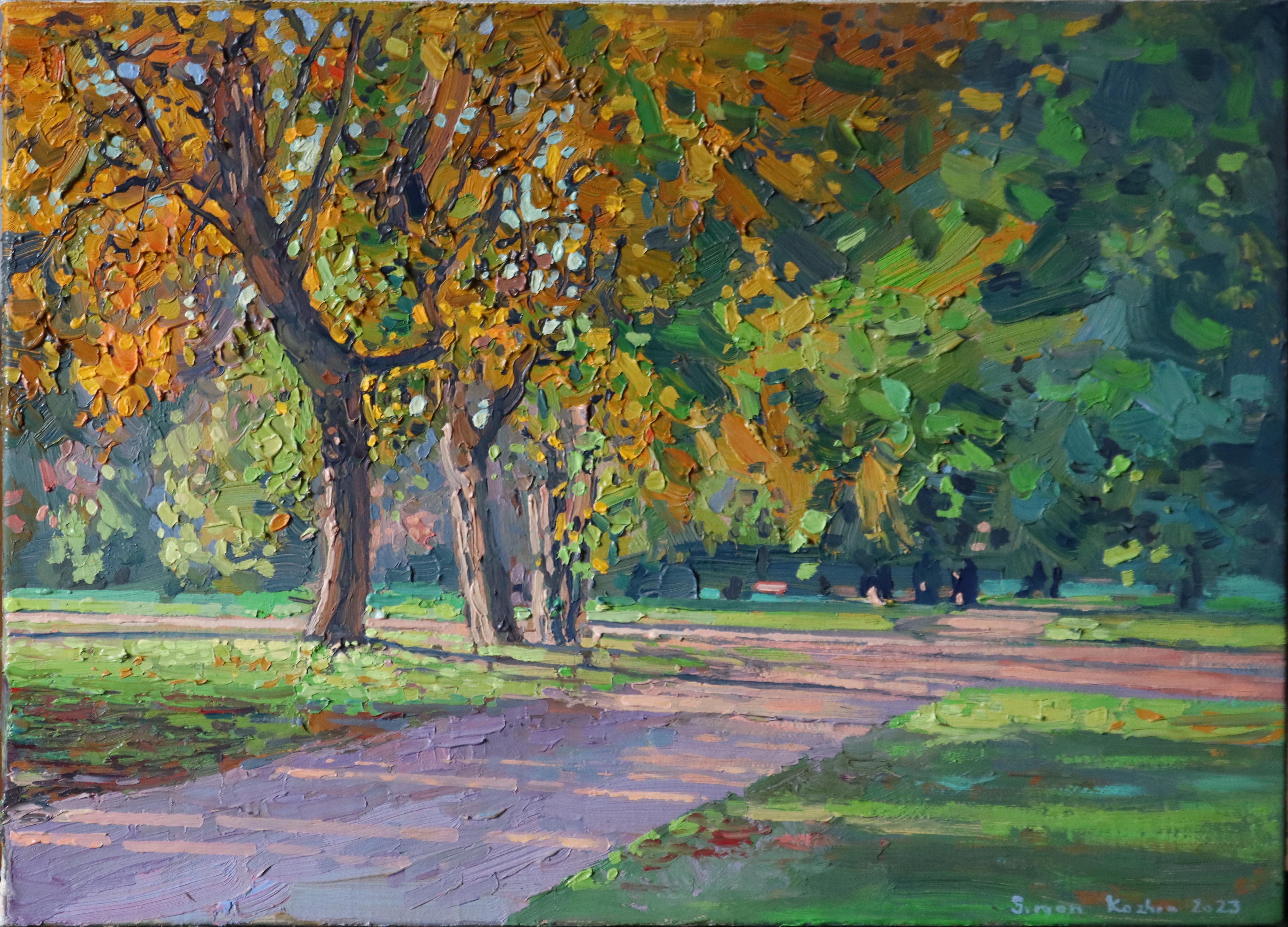 Maple Alley a settembre - Painting di Simon Kozhin