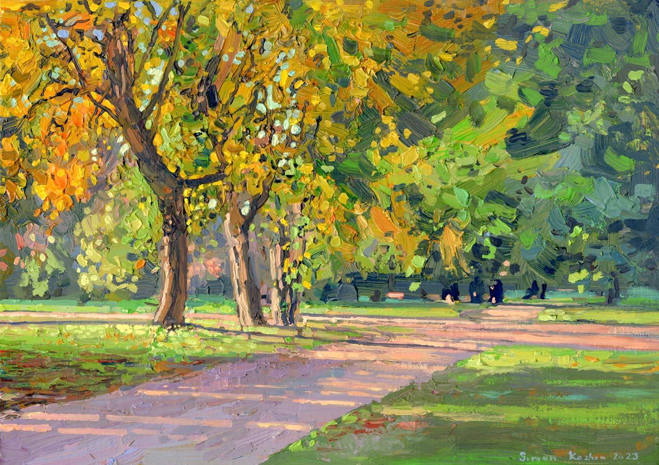 Landscape Painting di Simon Kozhin - Maple Alley a settembre