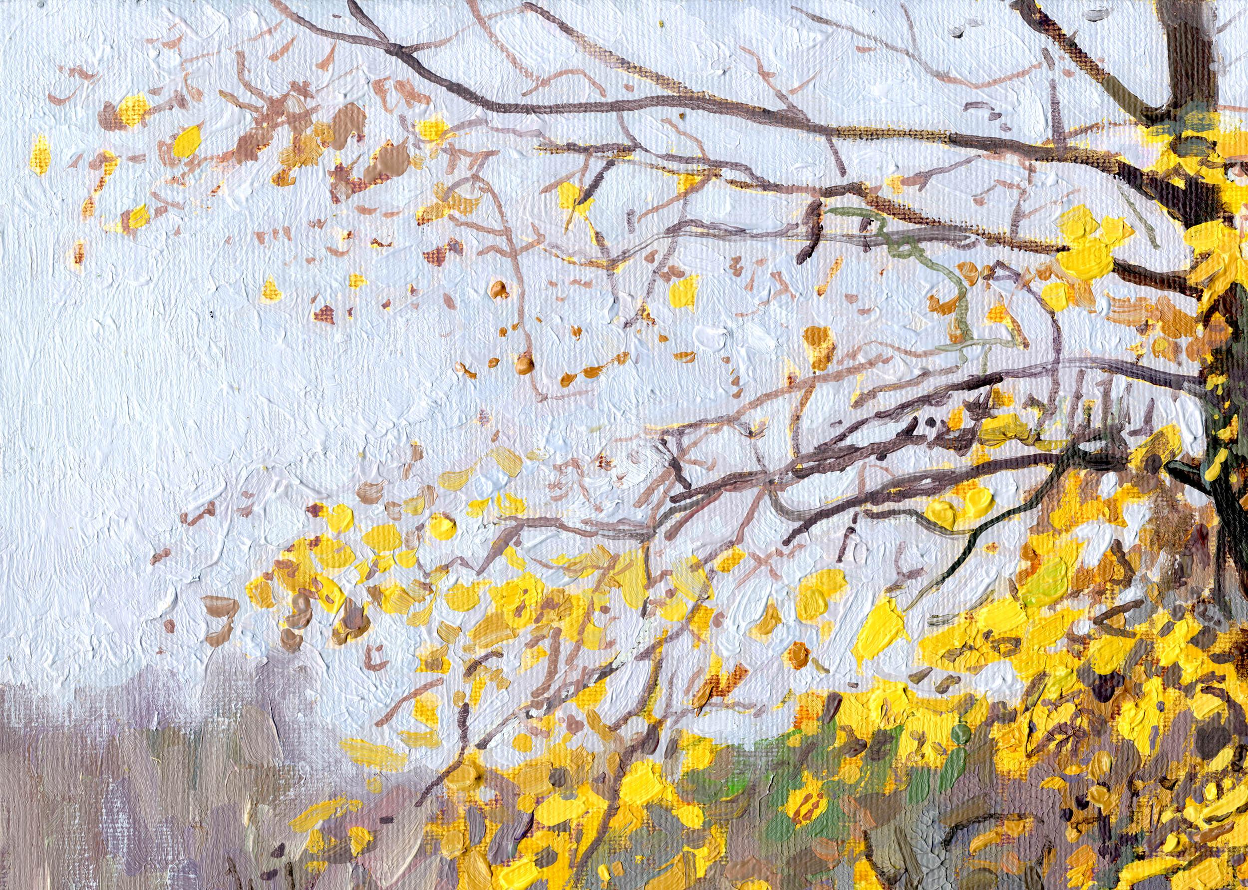 Maple. The last leaves – Painting von Simon Kozhin
