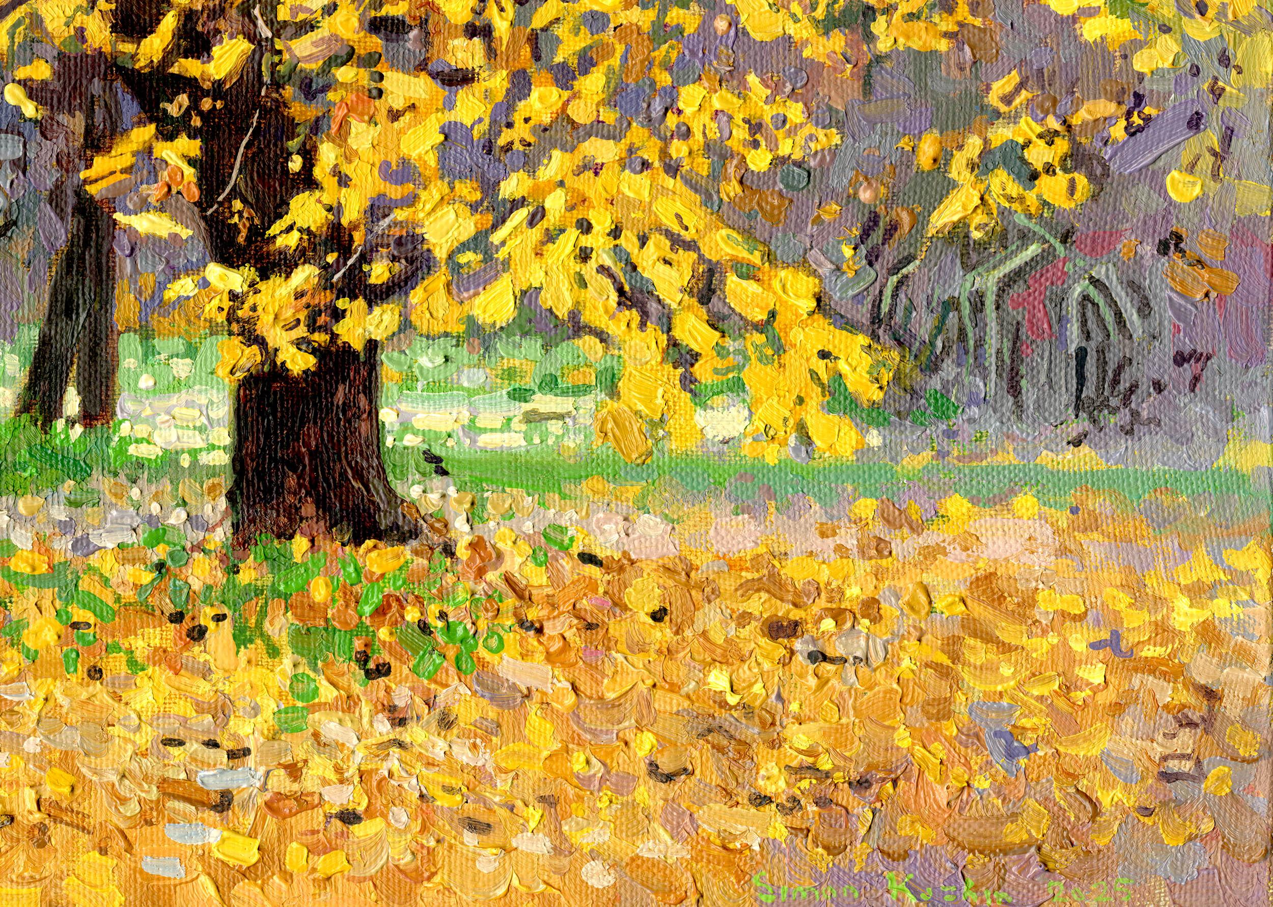 The artist did not choose this motif by chance in Tsaritsyno Park at the end of October, the last leaves were flying around the maple tree, and it reminded the writer O. Henry of the story 