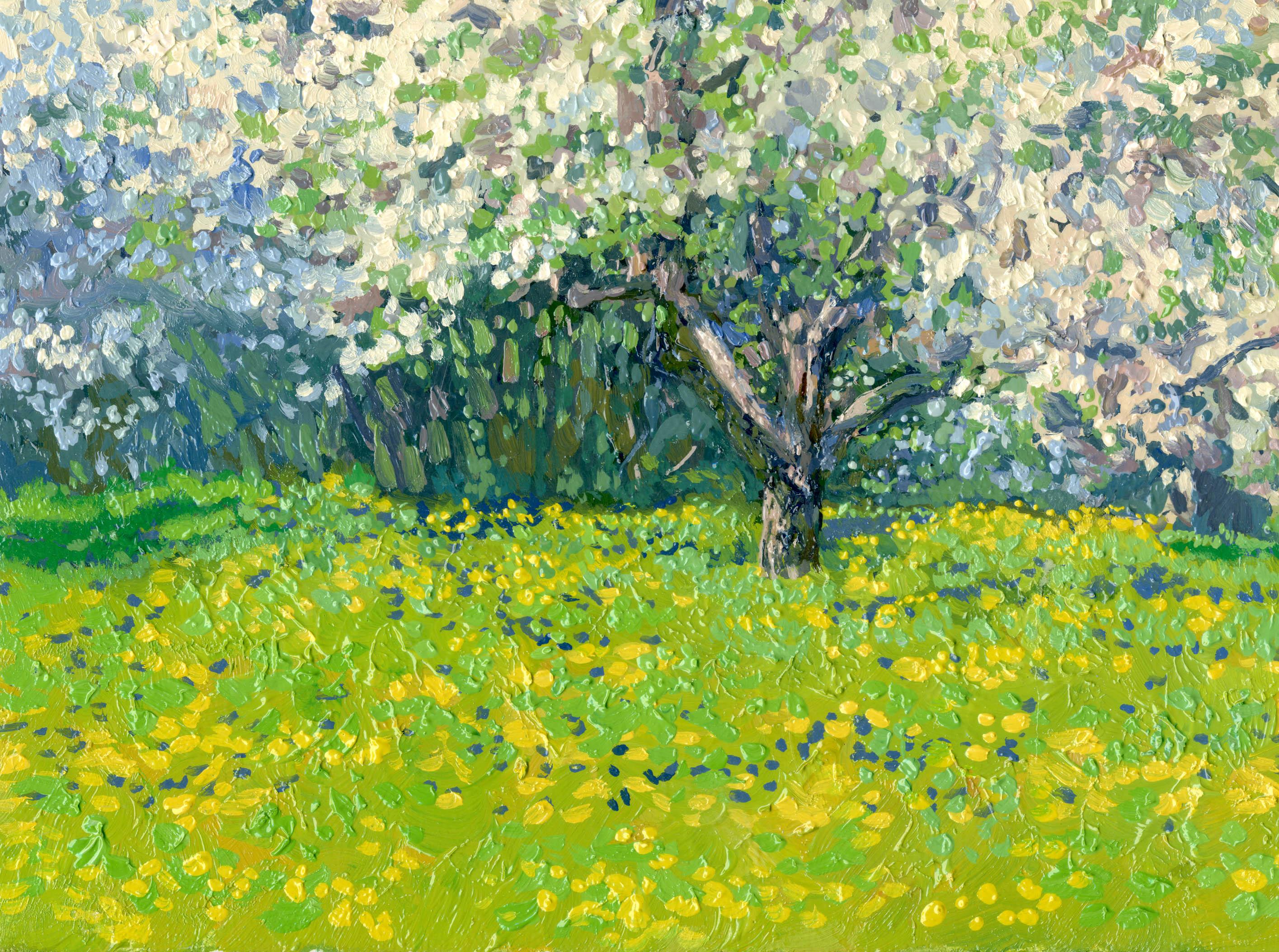 Mayo. Manzanos en flor. Finca Kolomenskoye - Painting Impresionista de Simon Kozhin