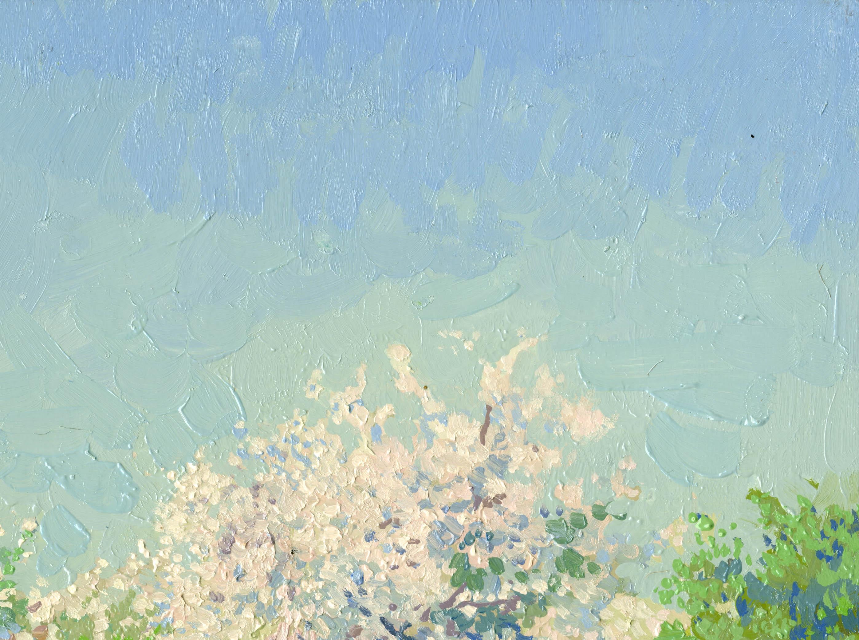 Mayo. Manzanos en flor. Finca Kolomenskoye - Landscape Painting Verde de Simon Kozhin