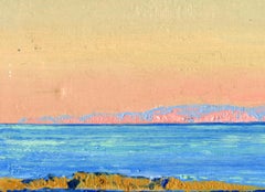 Morning. Malia Bay. Crete Seascape Painting, Pointillism, 18x24 cm