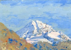 Morteratsch Paesaggio del ghiacciaio, Olio su tela, 25x35 cm