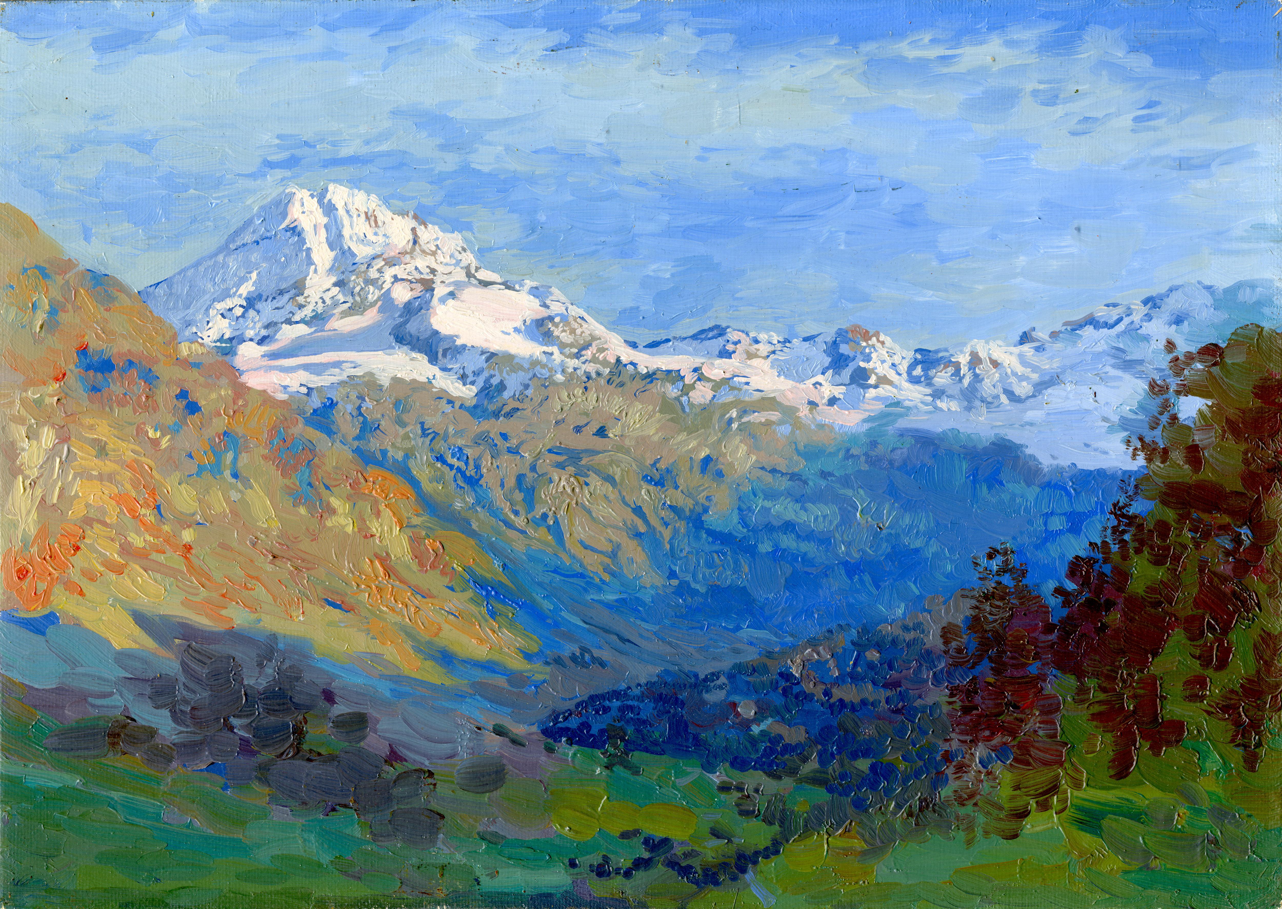 Morteratsch Glacier Landscape Painting, Oil on Canvas, 25x35 cm