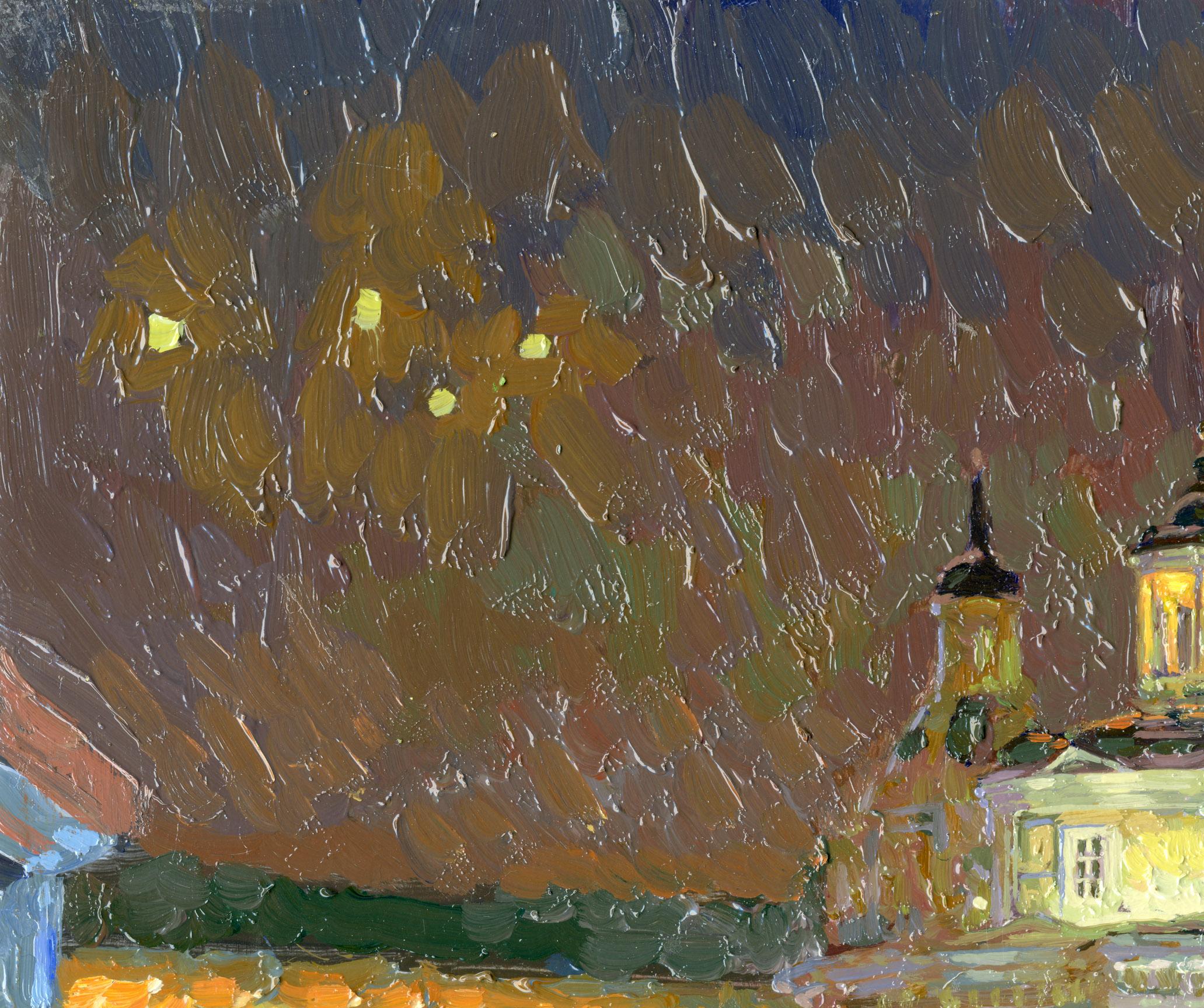 Moskau bei Nacht. Church's of Metropolitan Philip of Moscow, im philiströsen Sloboda – Painting von Simon Kozhin
