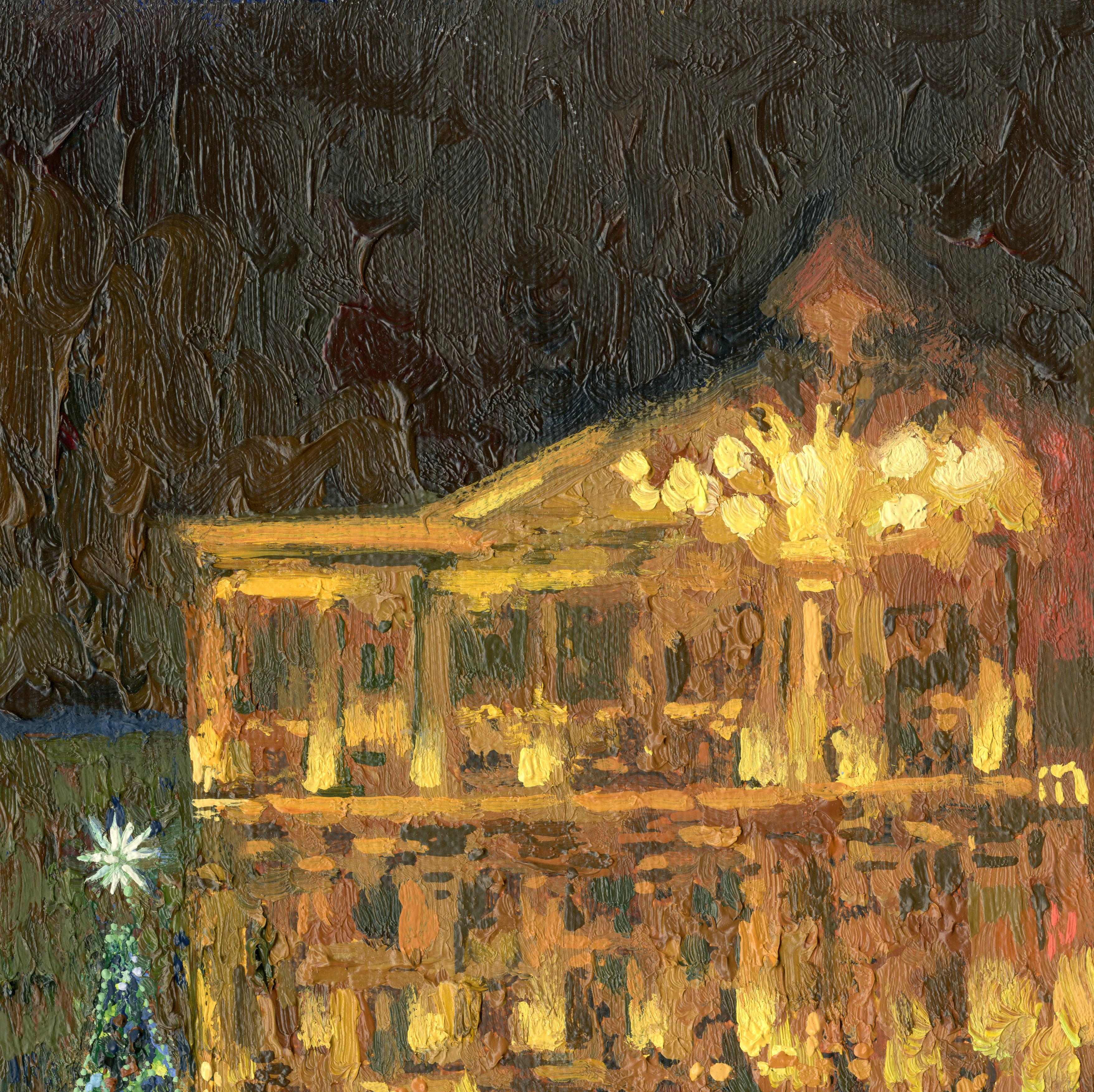 Neujahr. Puschkin-Platz – Painting von Simon Kozhin