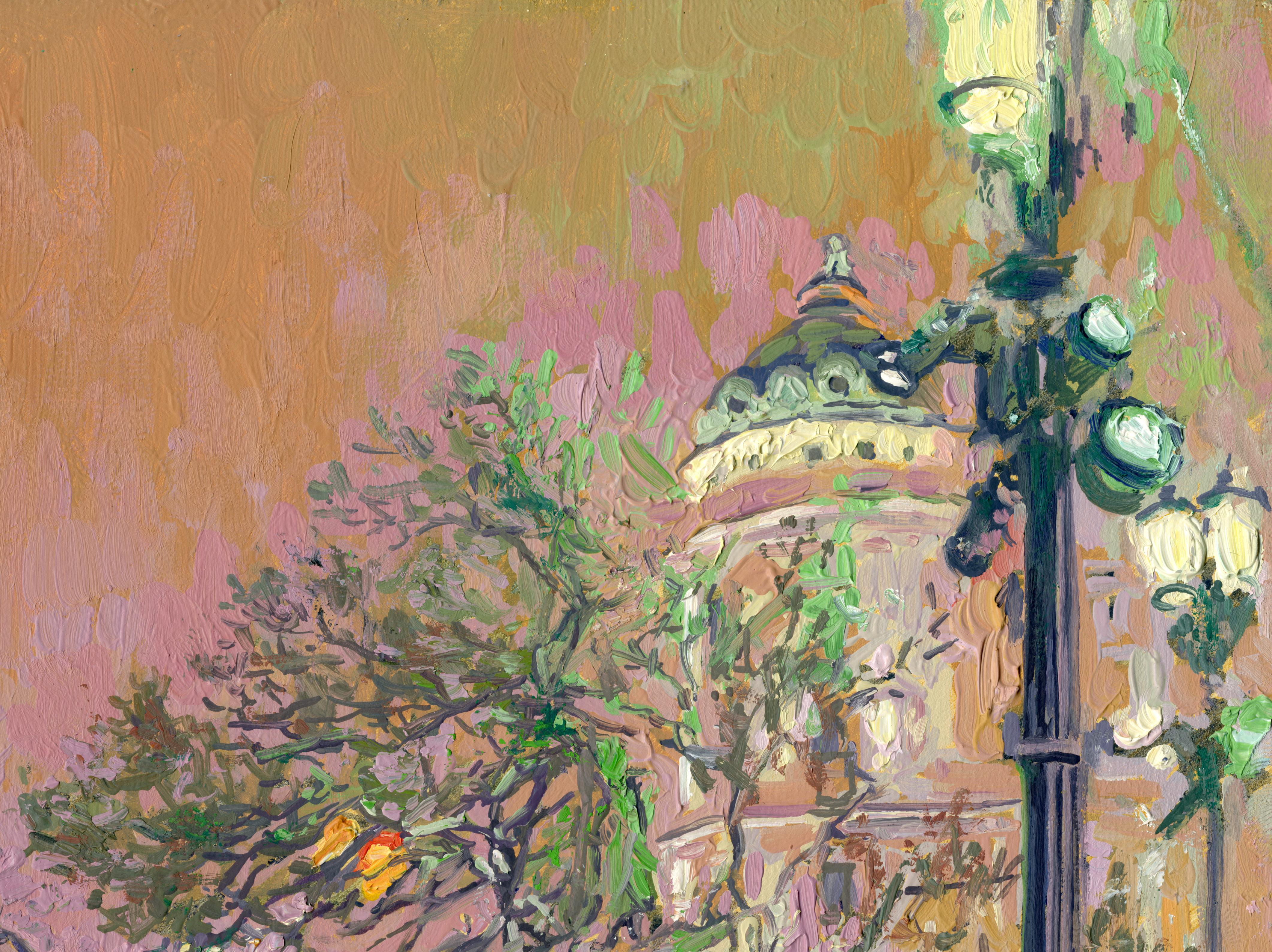 Albero di Capodanno sul viale Tverskoy - Painting di Simon Kozhin