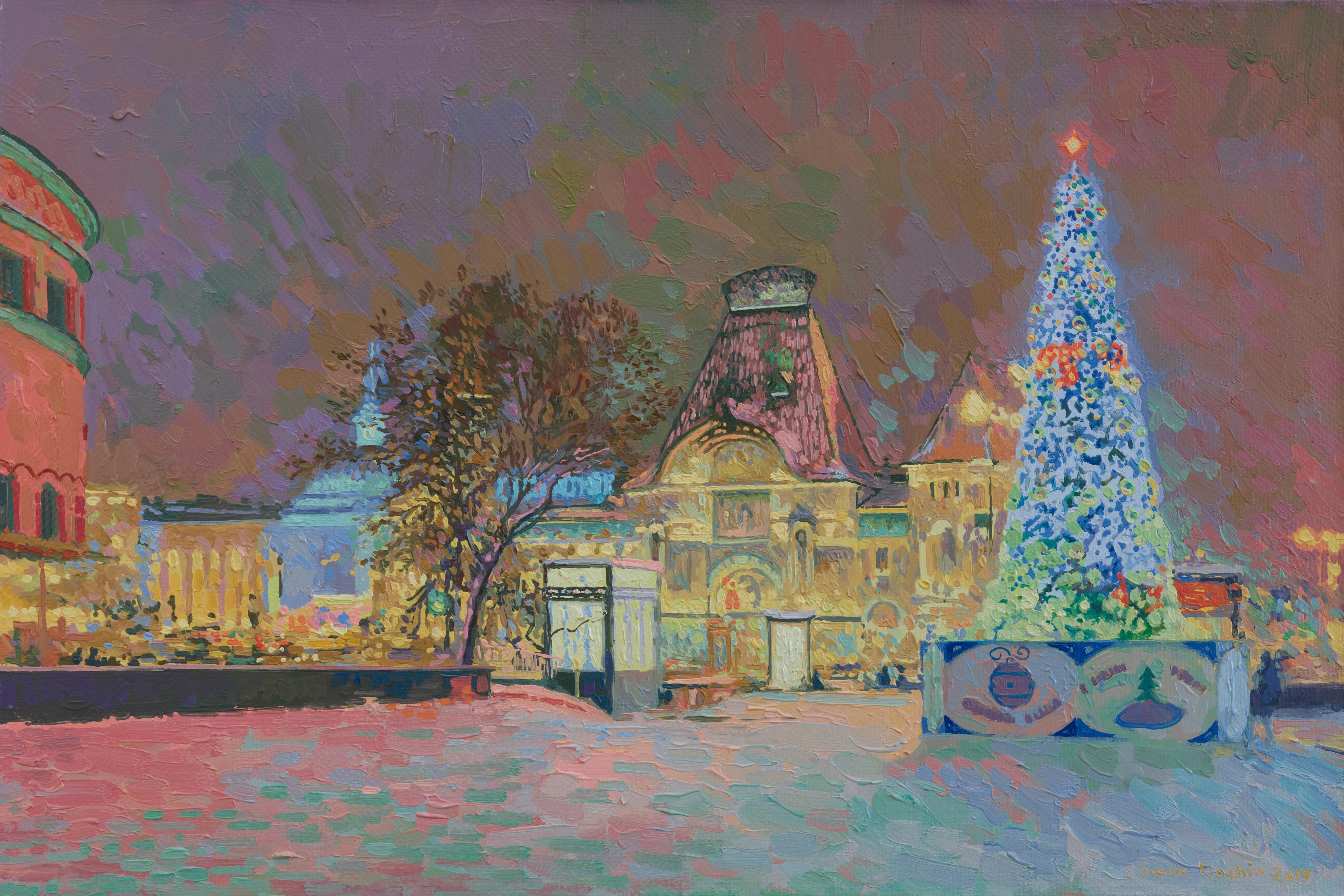 Landscape Painting Simon Kozhin - Nouvelle année. Station Yaroslavsky