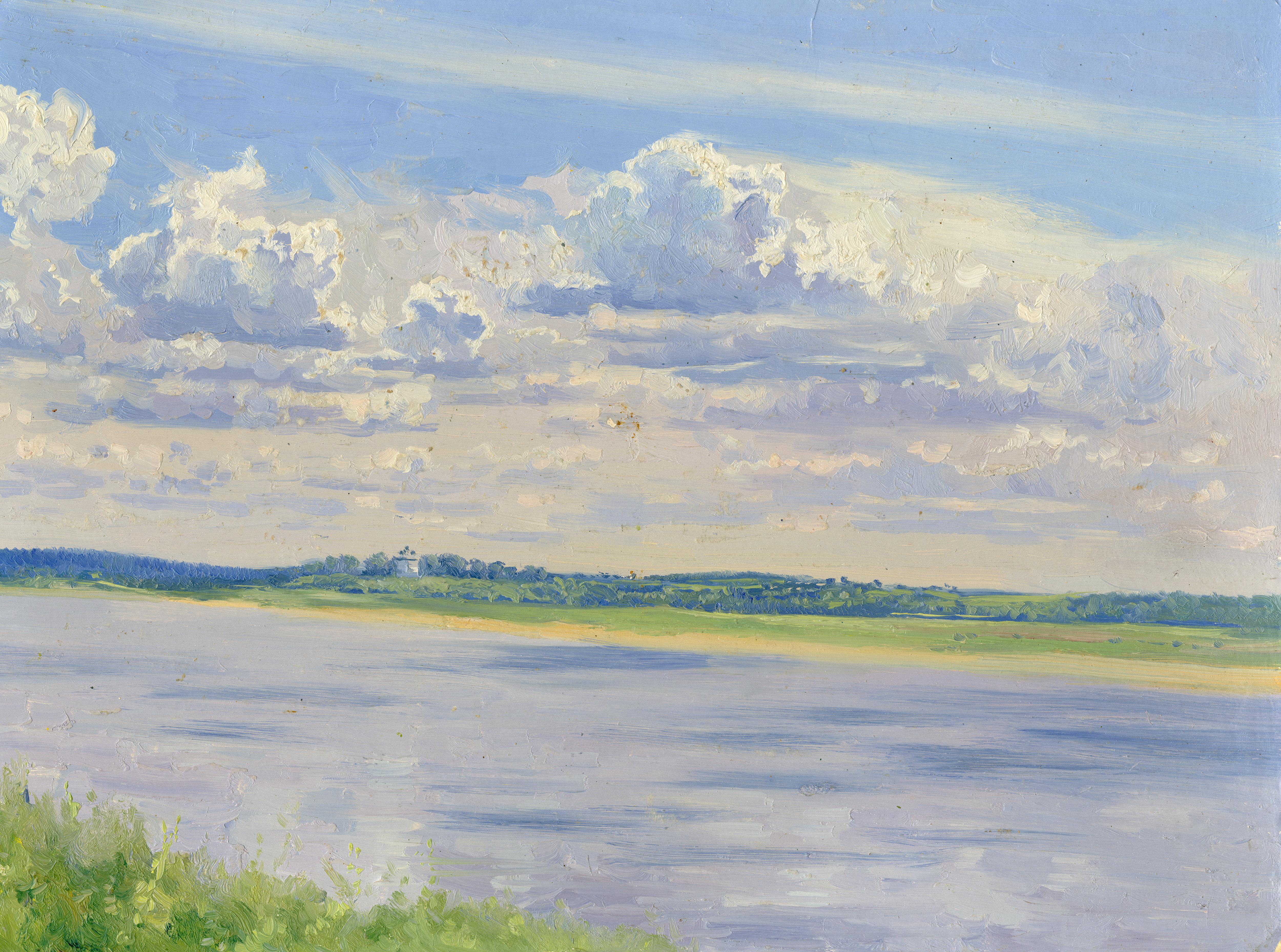 Noon Impressionistisches Gemälde 2001 Öl auf Karton 30 x 40 cm Gerahmt Neu