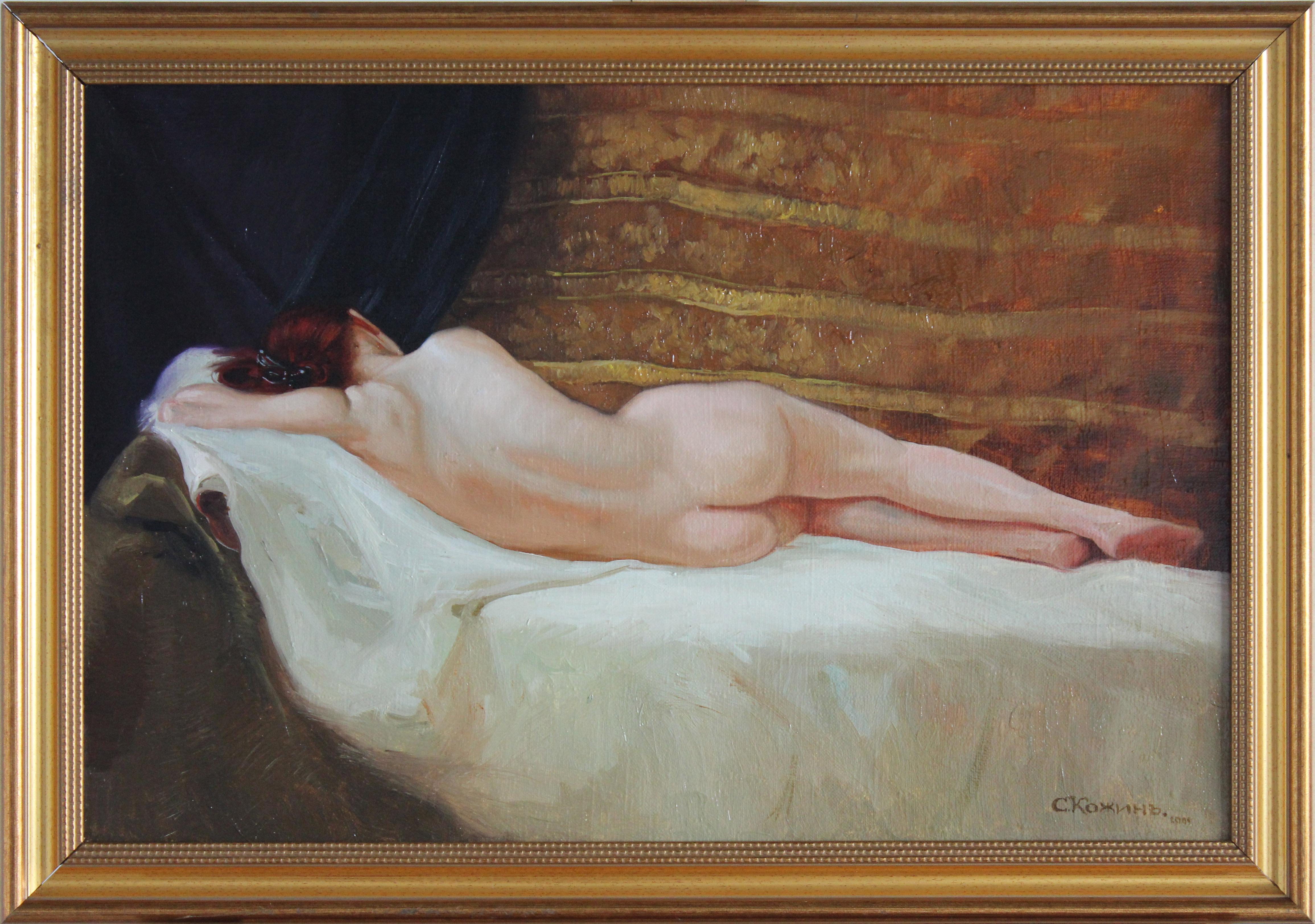 Nude, Original Figurative Realist Woman Oil Painting by Simon Kozhin For Sale 2