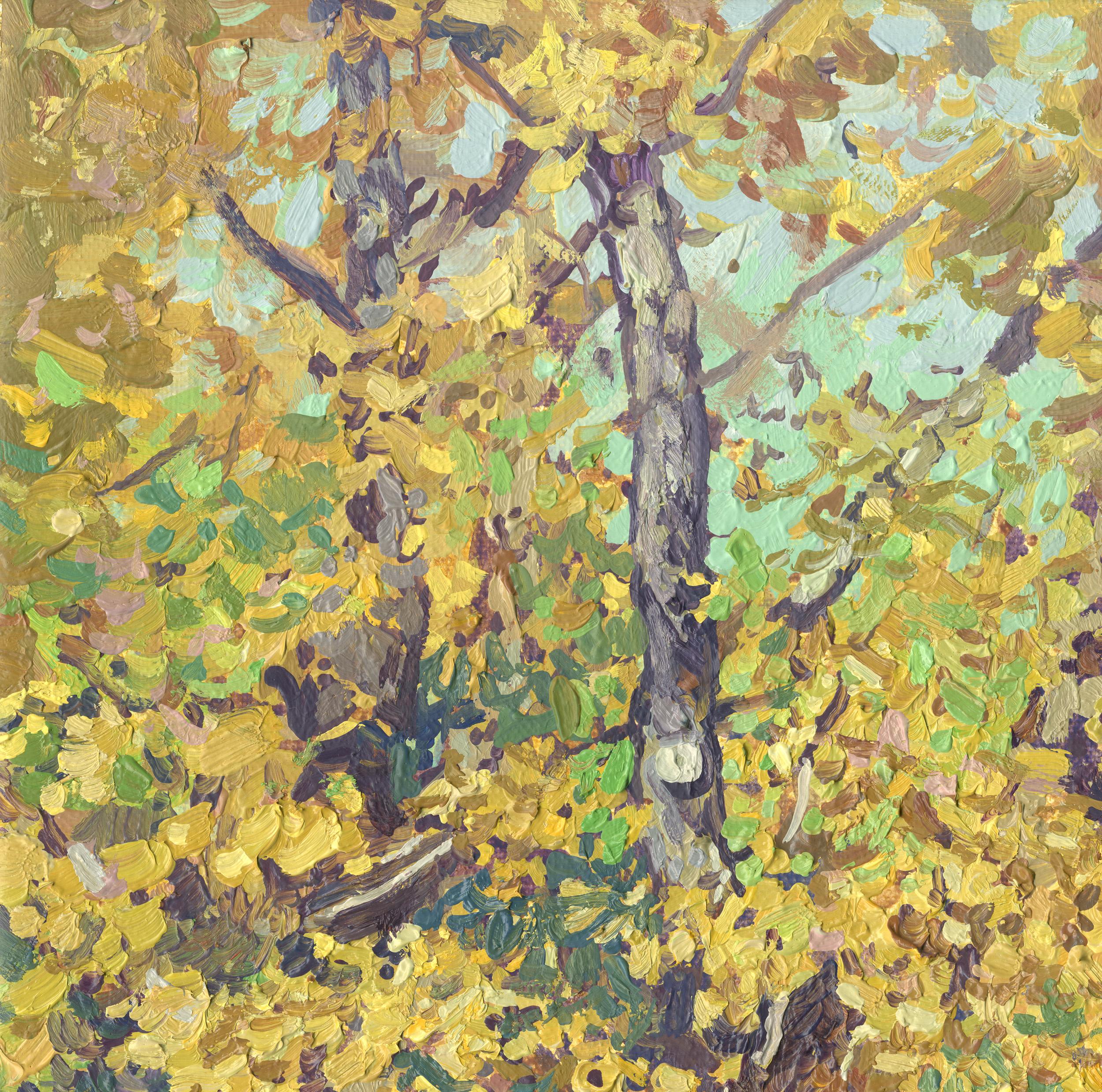 Oak tree in Tsaritsyno in October - Painting by Simon Kozhin