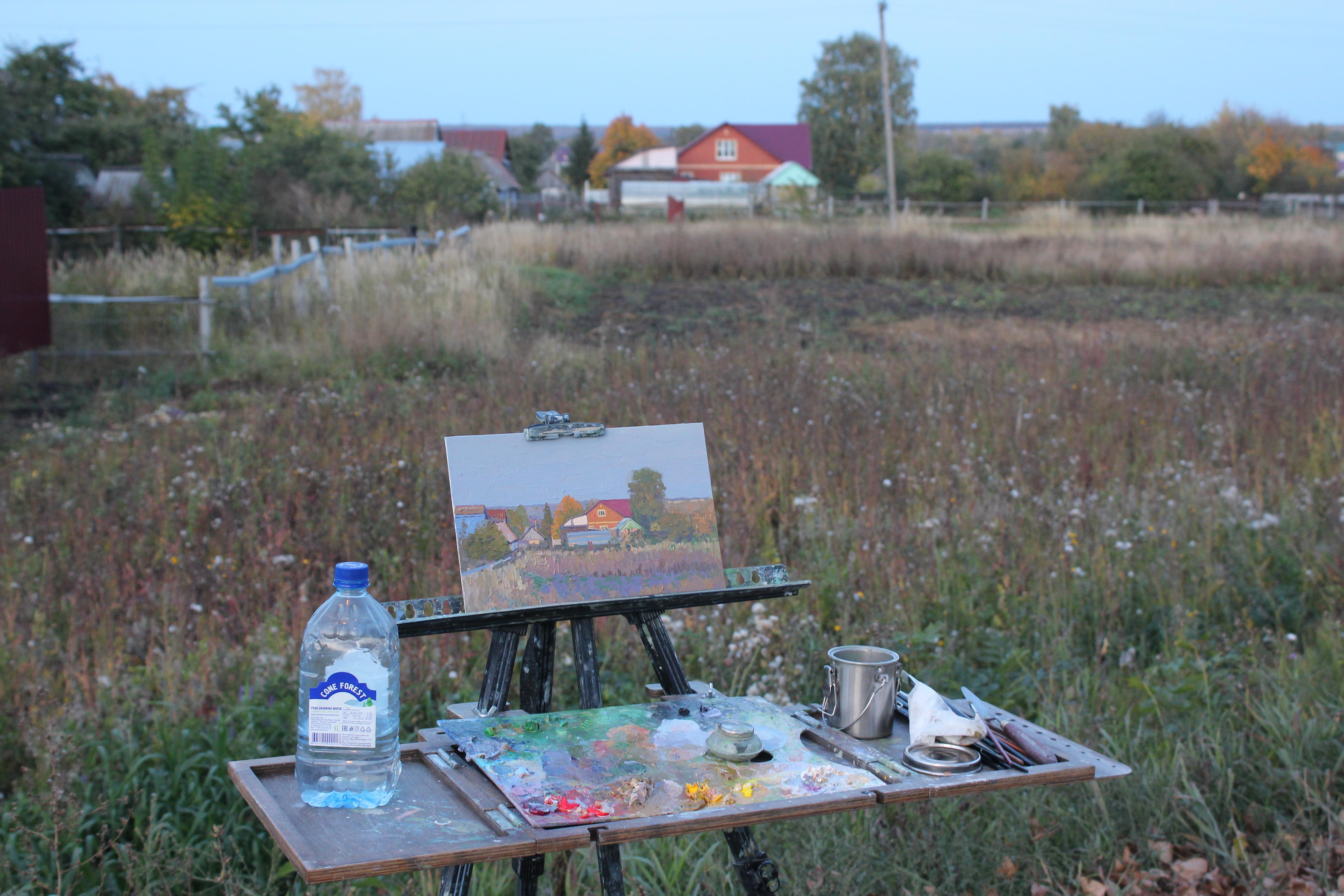 Octubre. Chamzinka - Landscape Painting Marrón de Simon Kozhin