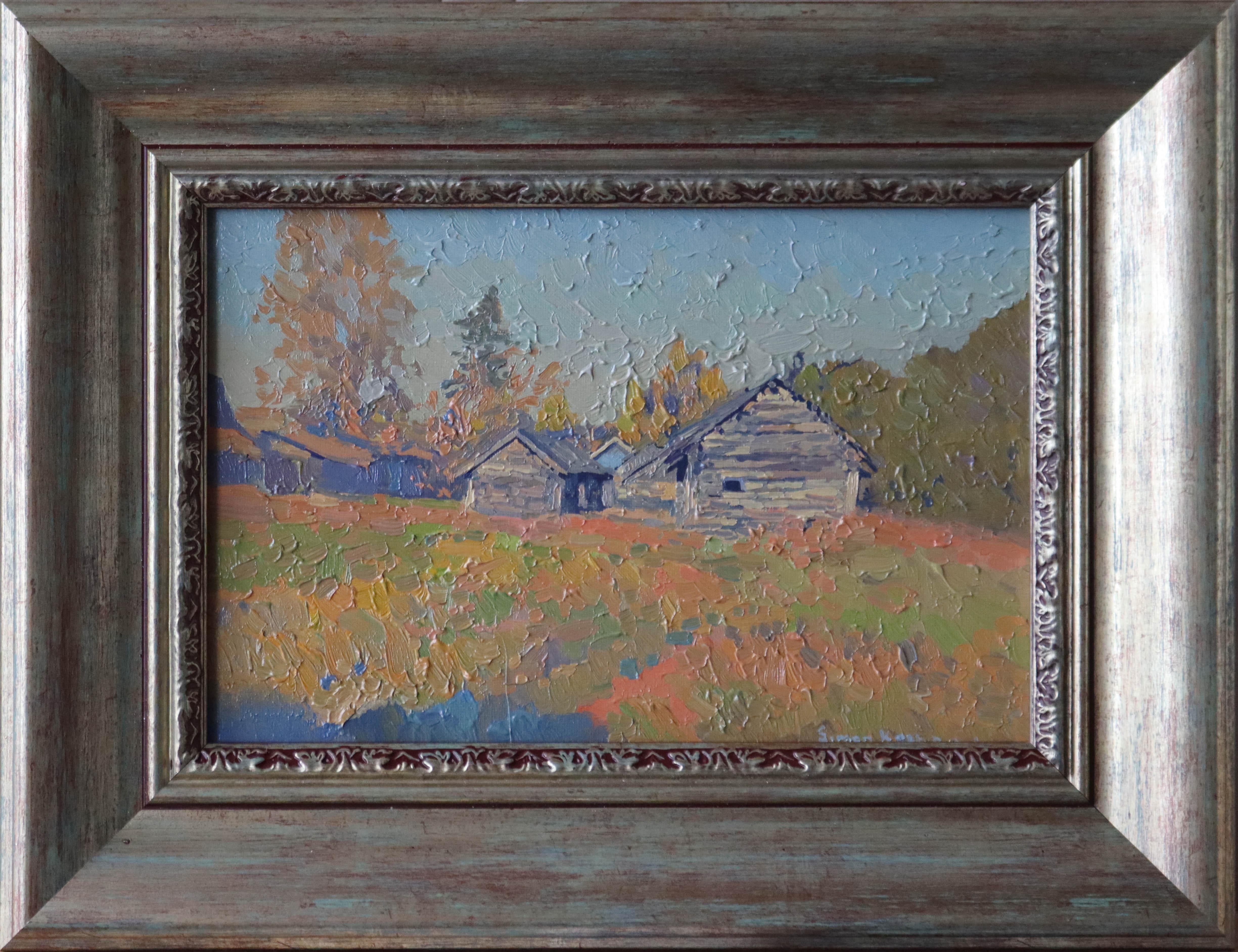 October evening. Semyonovskoe, Original Oil Painting by Simon Kozhin For Sale 1